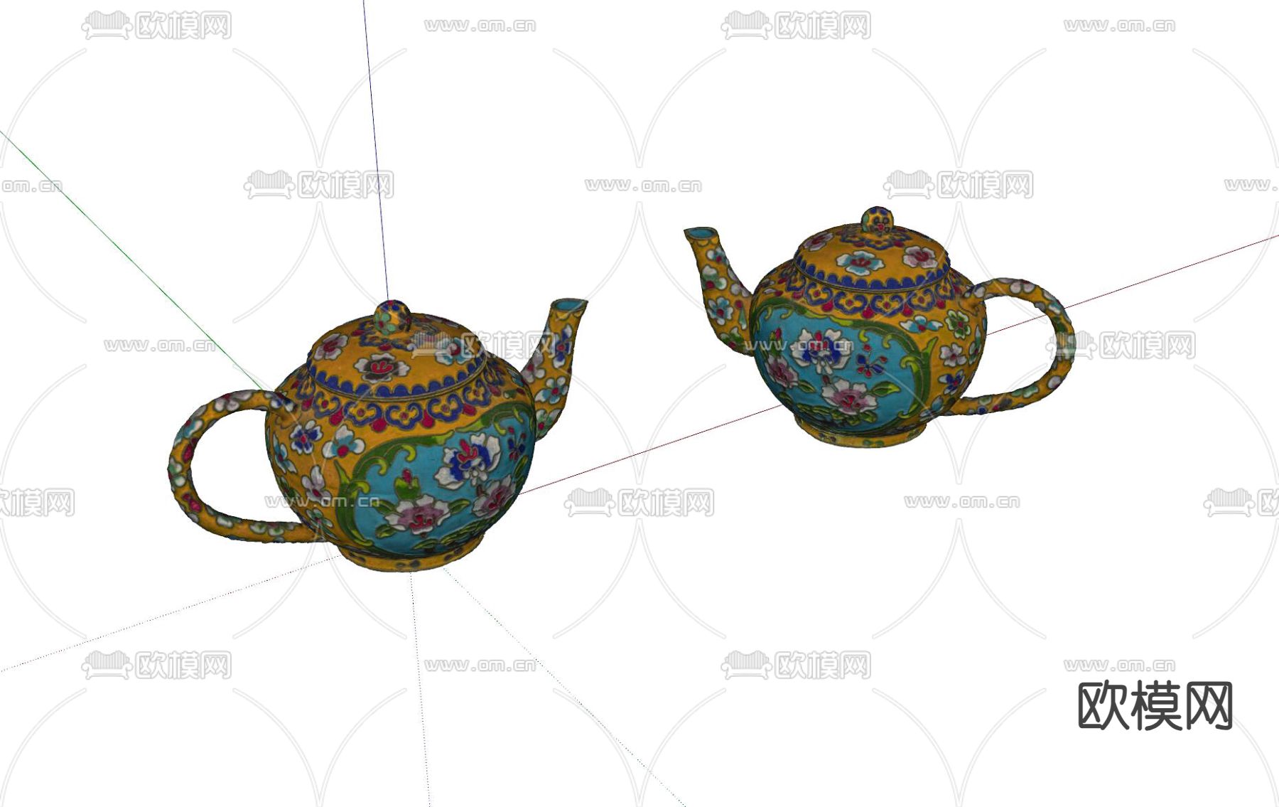 新中式茶具 茶壶su模型下载（渲染图1）