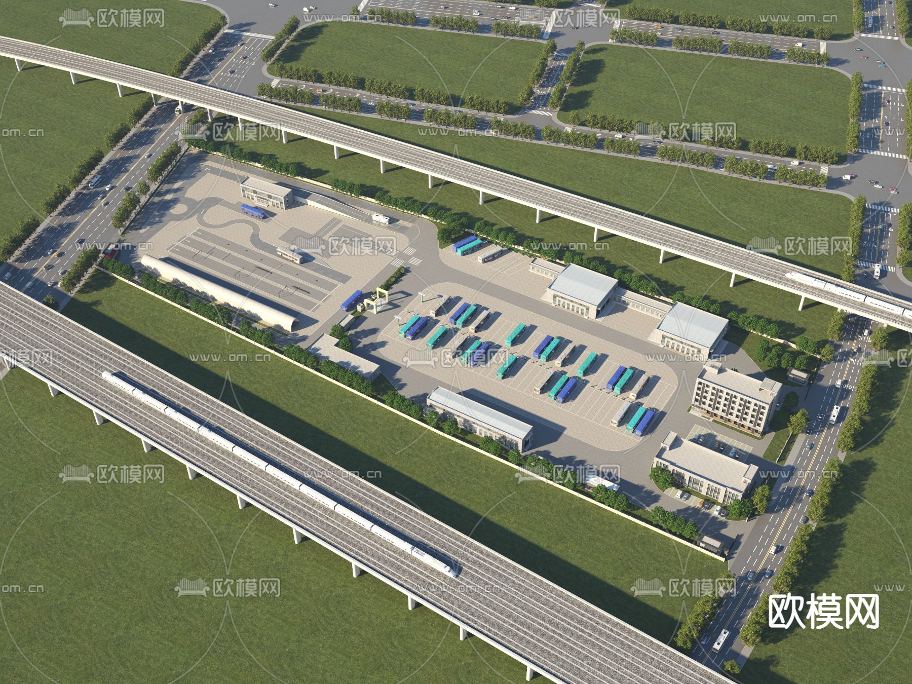 停车场鸟瞰3d模型下载