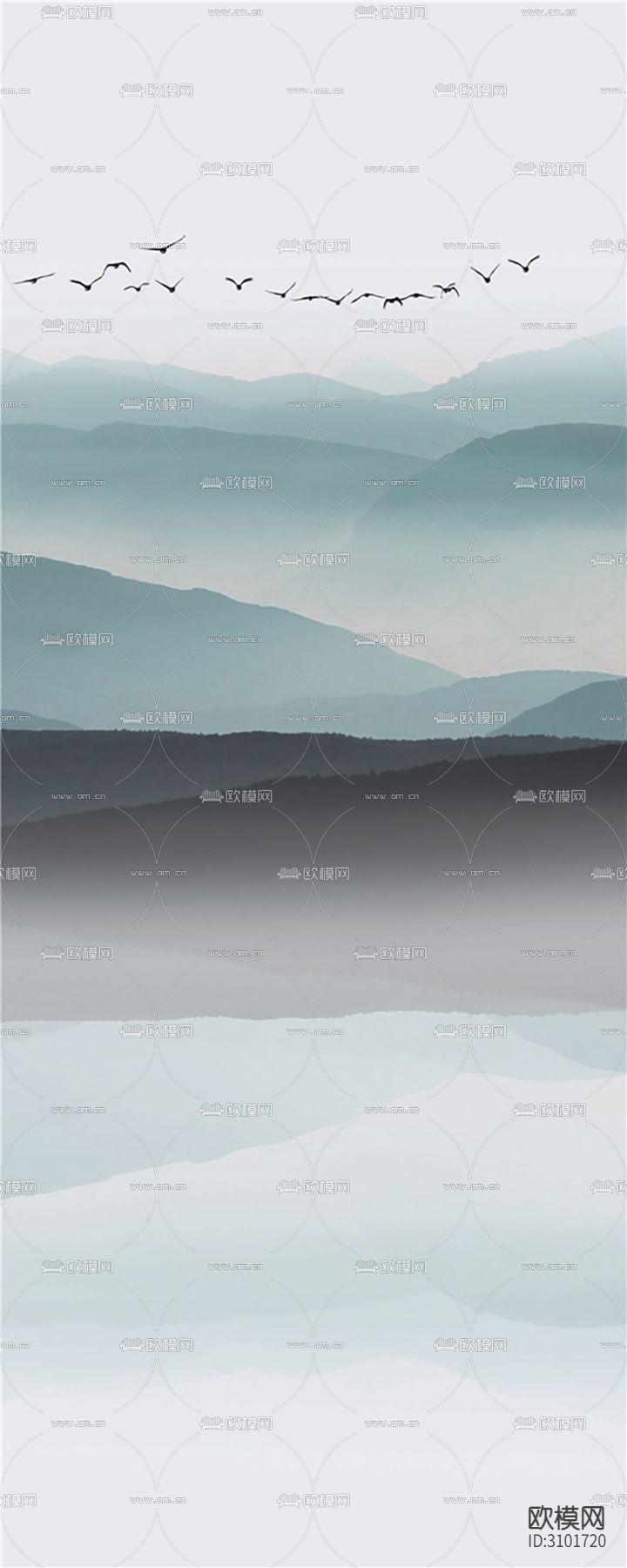 新中式禅意画 山川装饰画 水墨画贴图下载