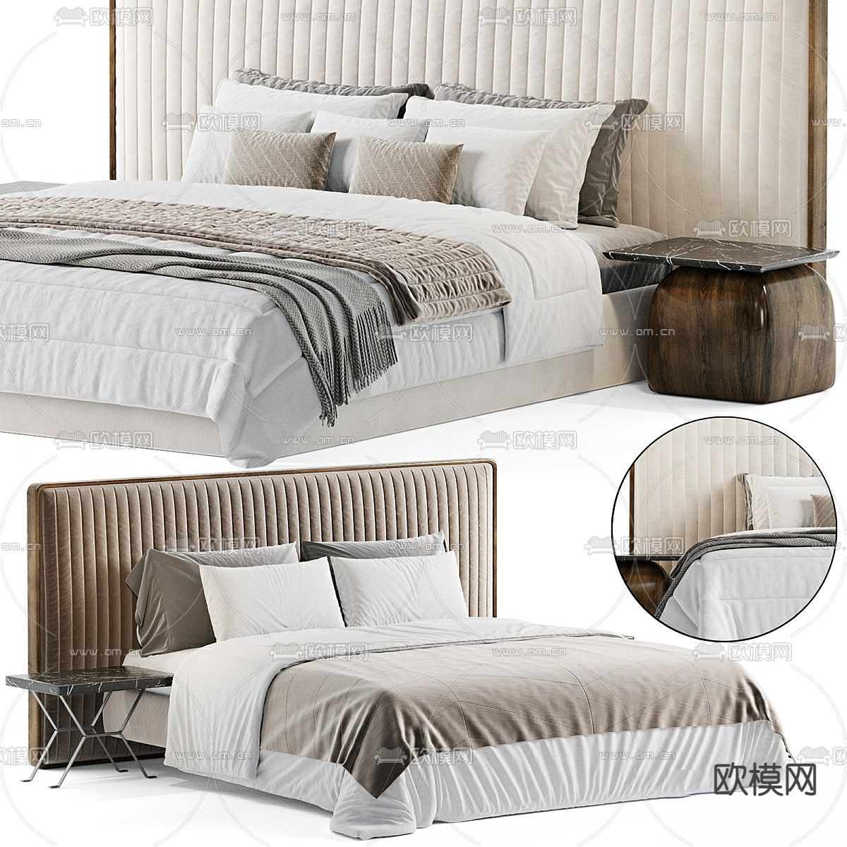 Molteni & C 双人床3d模型下载（渲染图1）