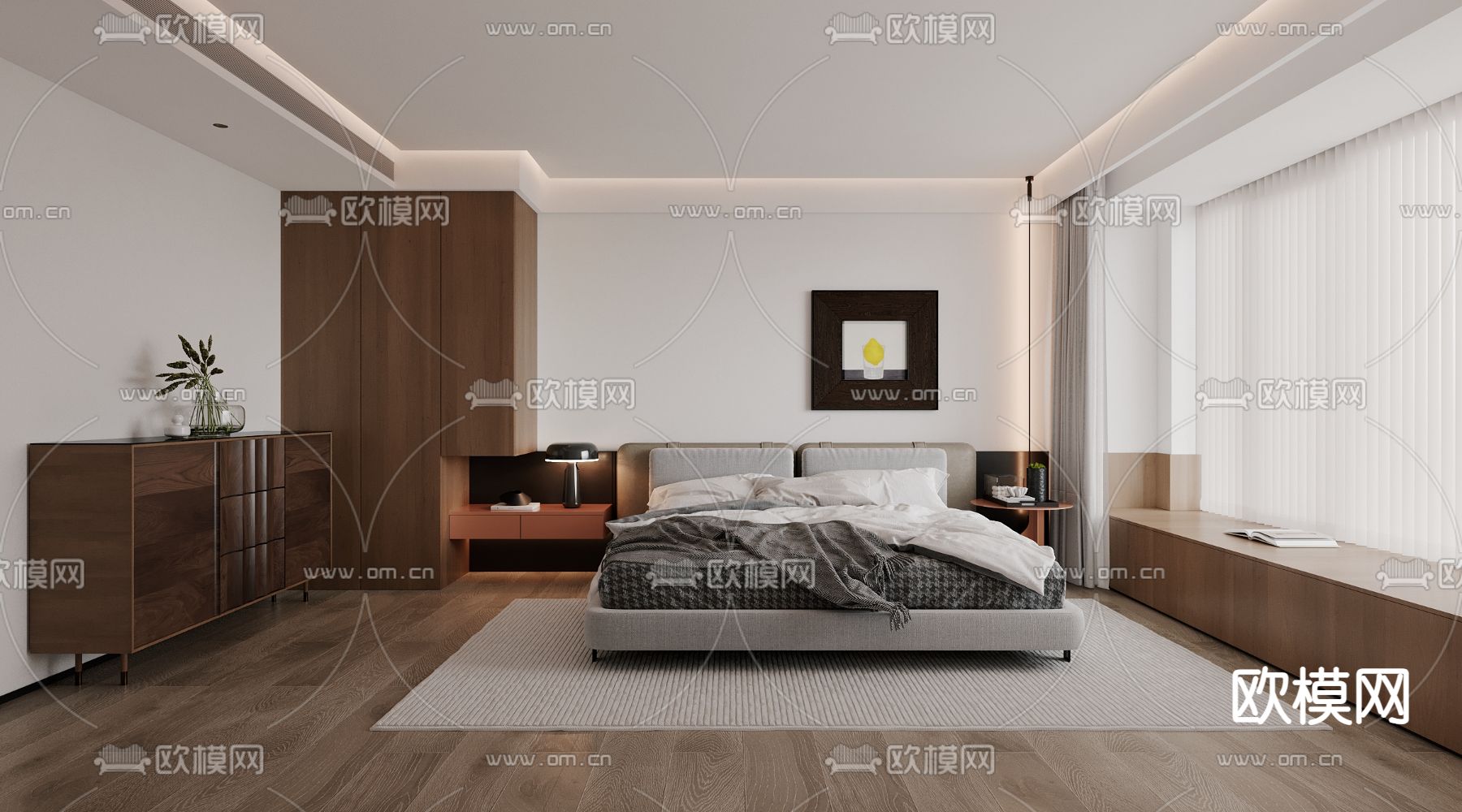 现代卧室 主卧 主人房3d模型下载