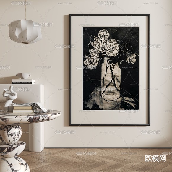 法式装饰画 禅意挂画 油画3d模型下载
