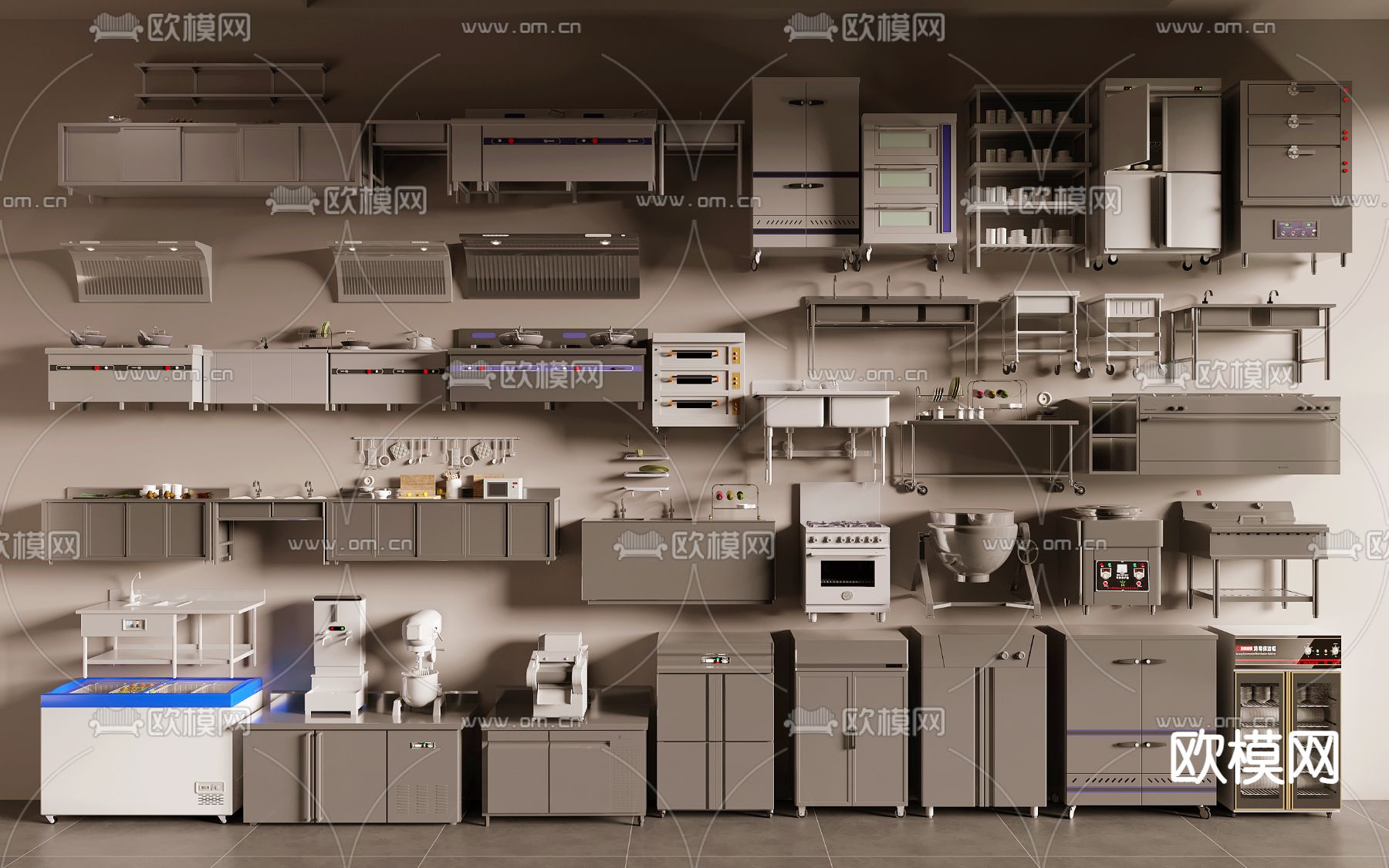 中央厨房 后厨设备 操作台3d模型下载