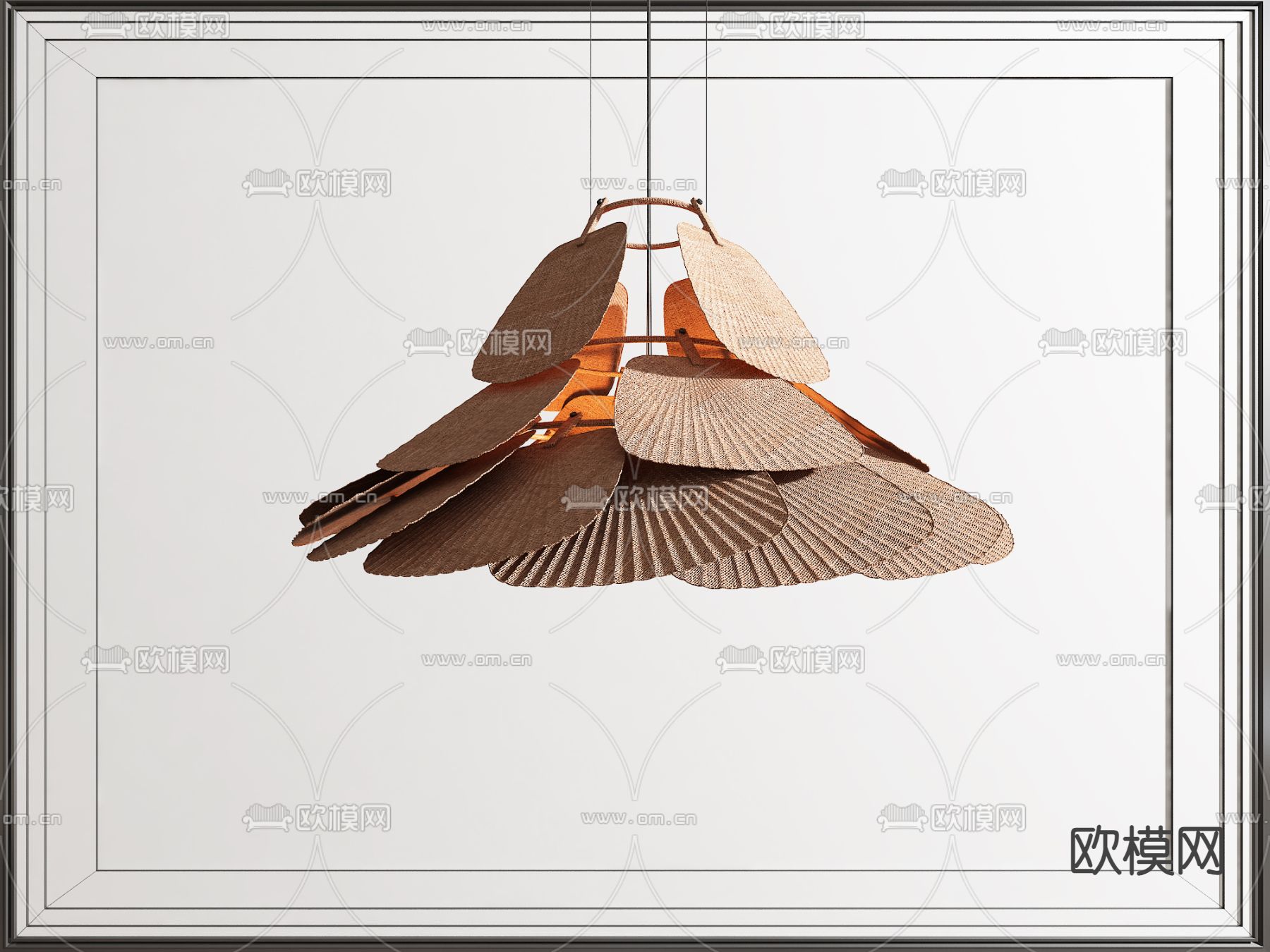 东南亚藤编吊灯su模型下载（渲染图2）