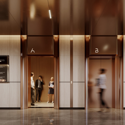  现代电梯间su模型 