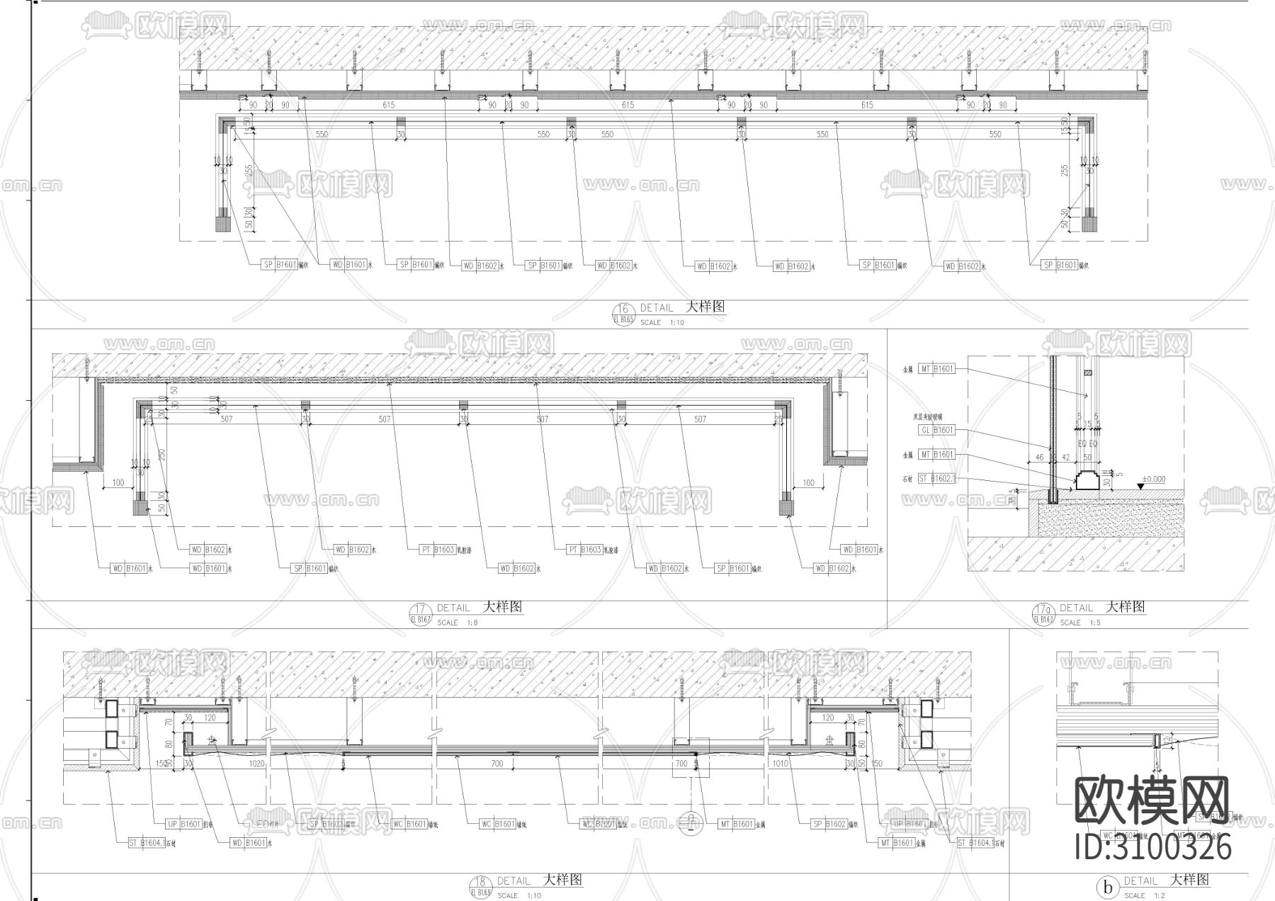 屏风墙身节点大样图下载（渲染图4）