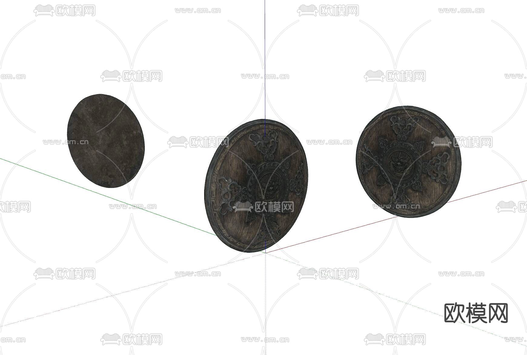 古代盾牌su模型下载（渲染图1）