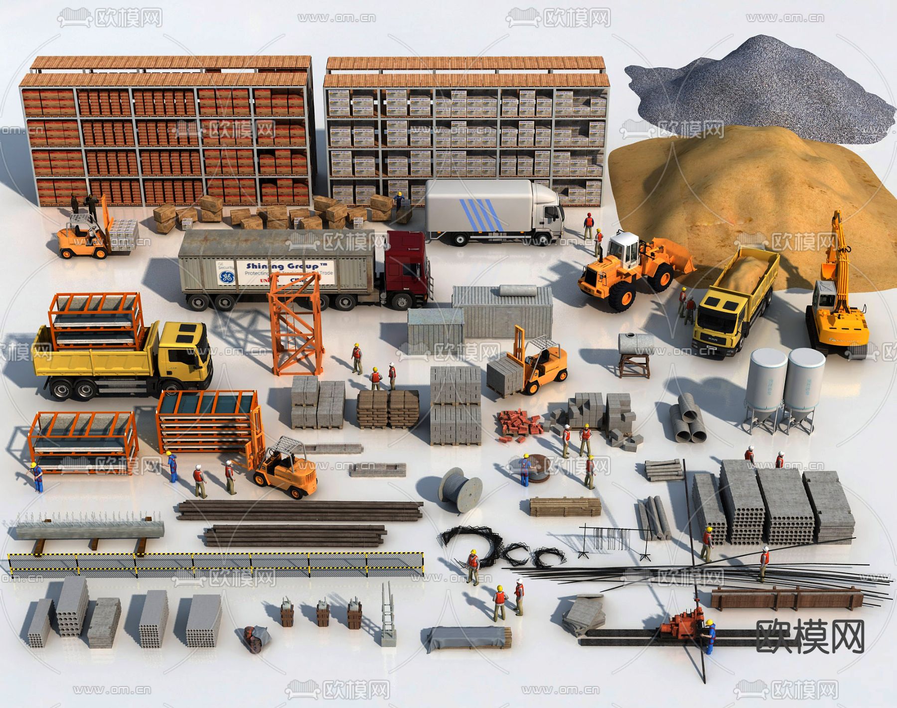 现代施工现场 工程相su模型下载（渲染图2）