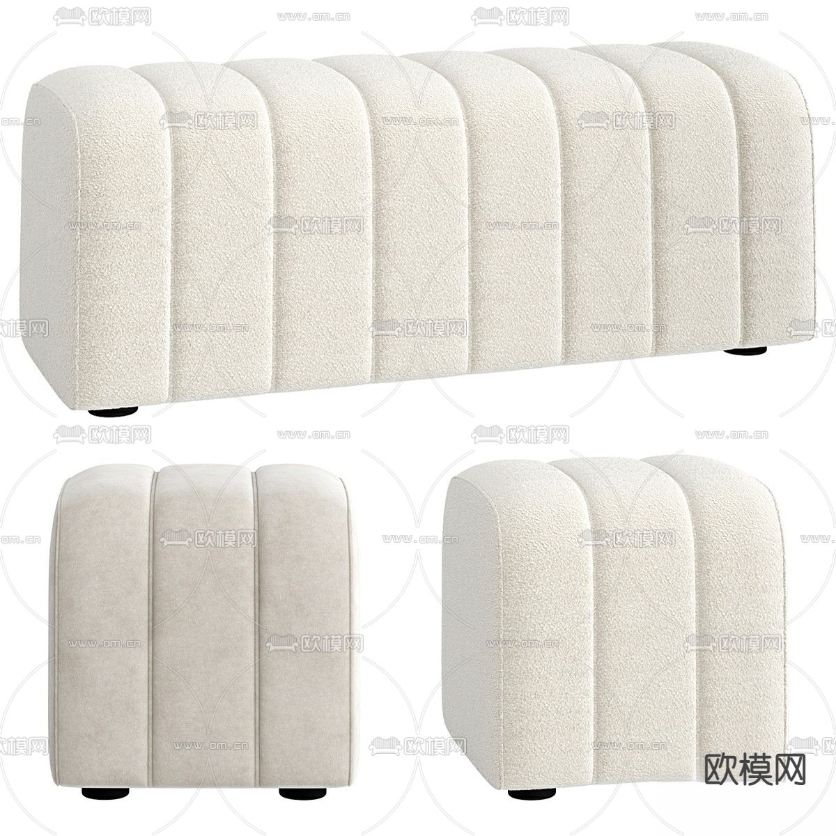 STUDIO 奶油风脚踏 床尾凳 沙发凳3d模型下载（渲染图1）