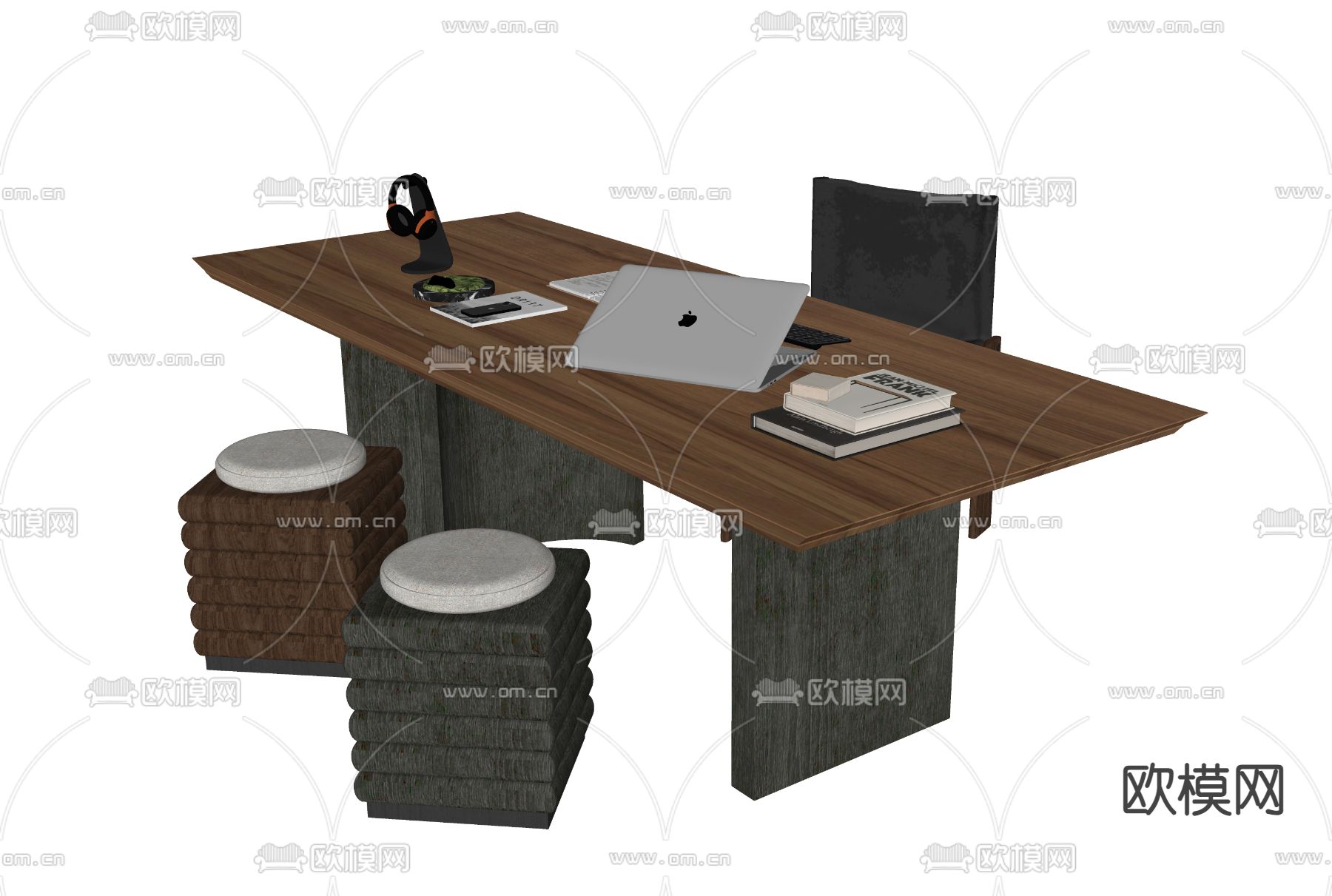 现代书桌椅su模型下载（渲染图1）