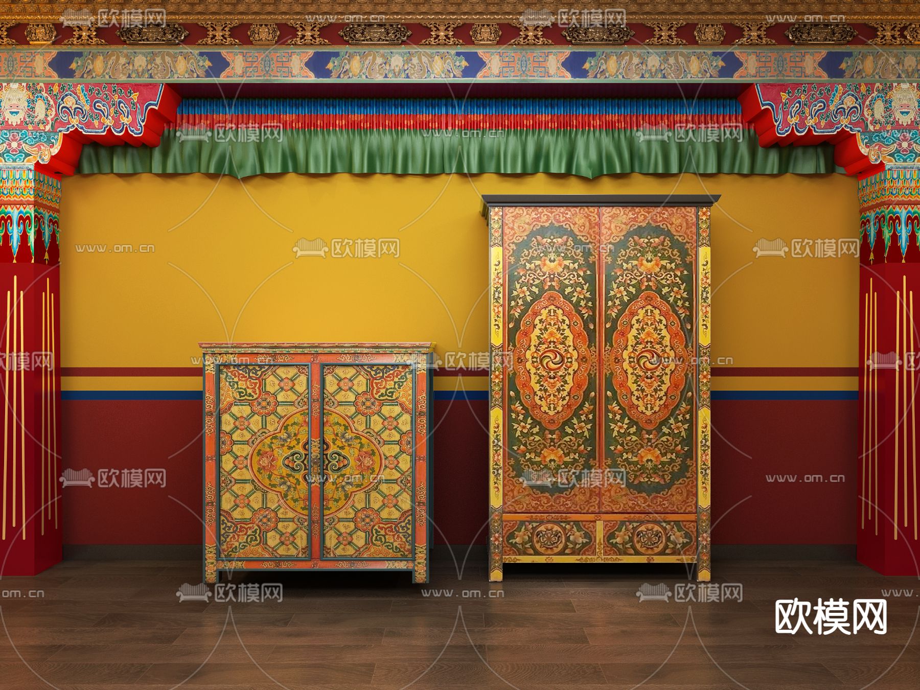 藏式民族衣柜 衣橱3d模型下载