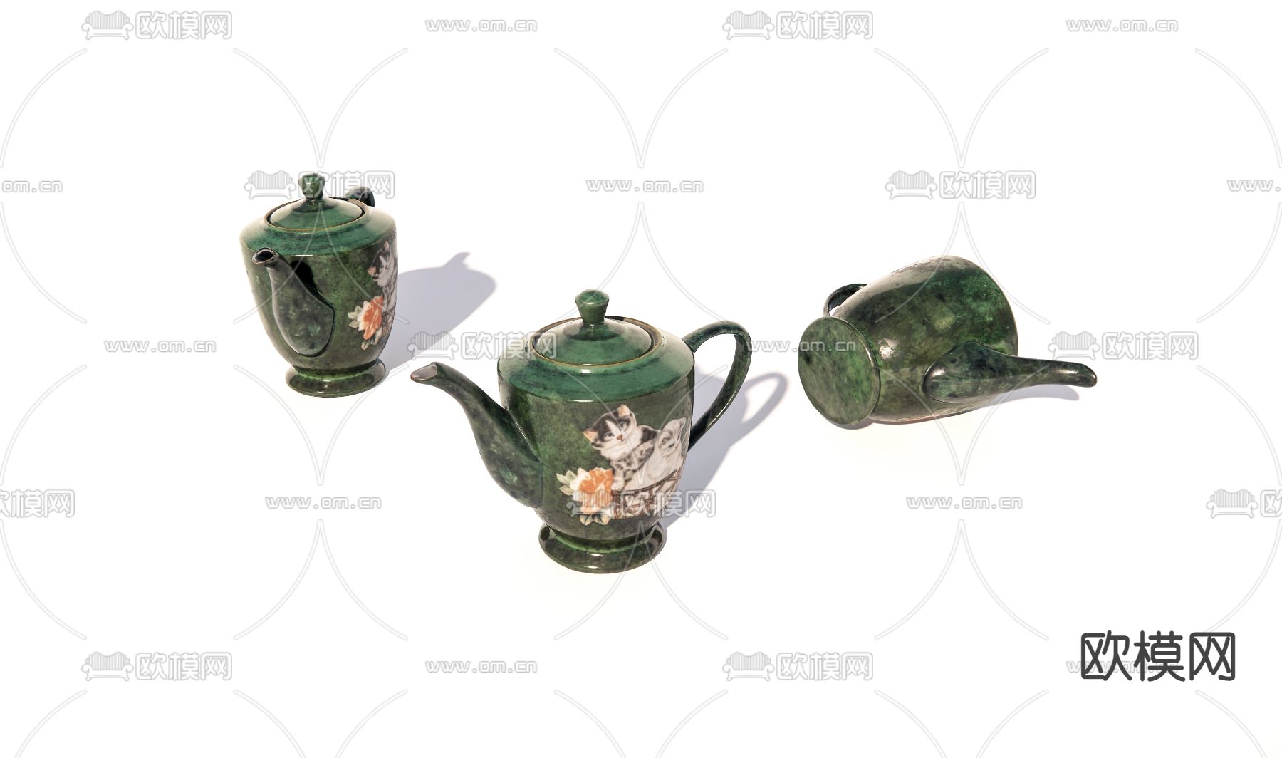 新中式瓷器 老旧茶壶su模型下载（渲染图2）