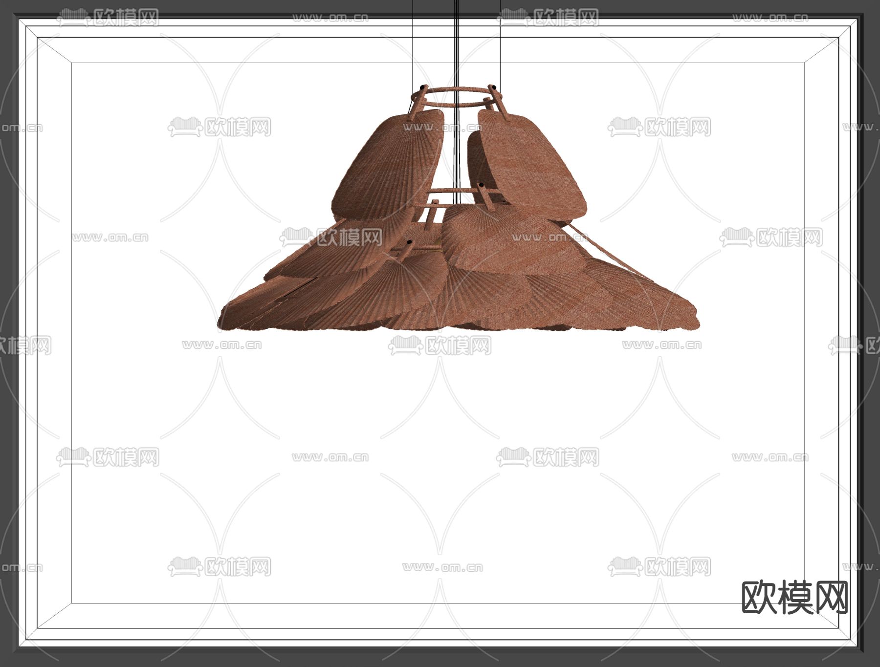 东南亚藤编吊灯su模型下载（渲染图1）