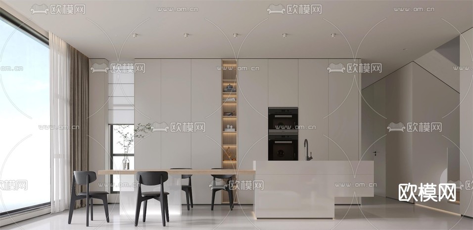 现代客餐厅3d模型下载(渲染图3)