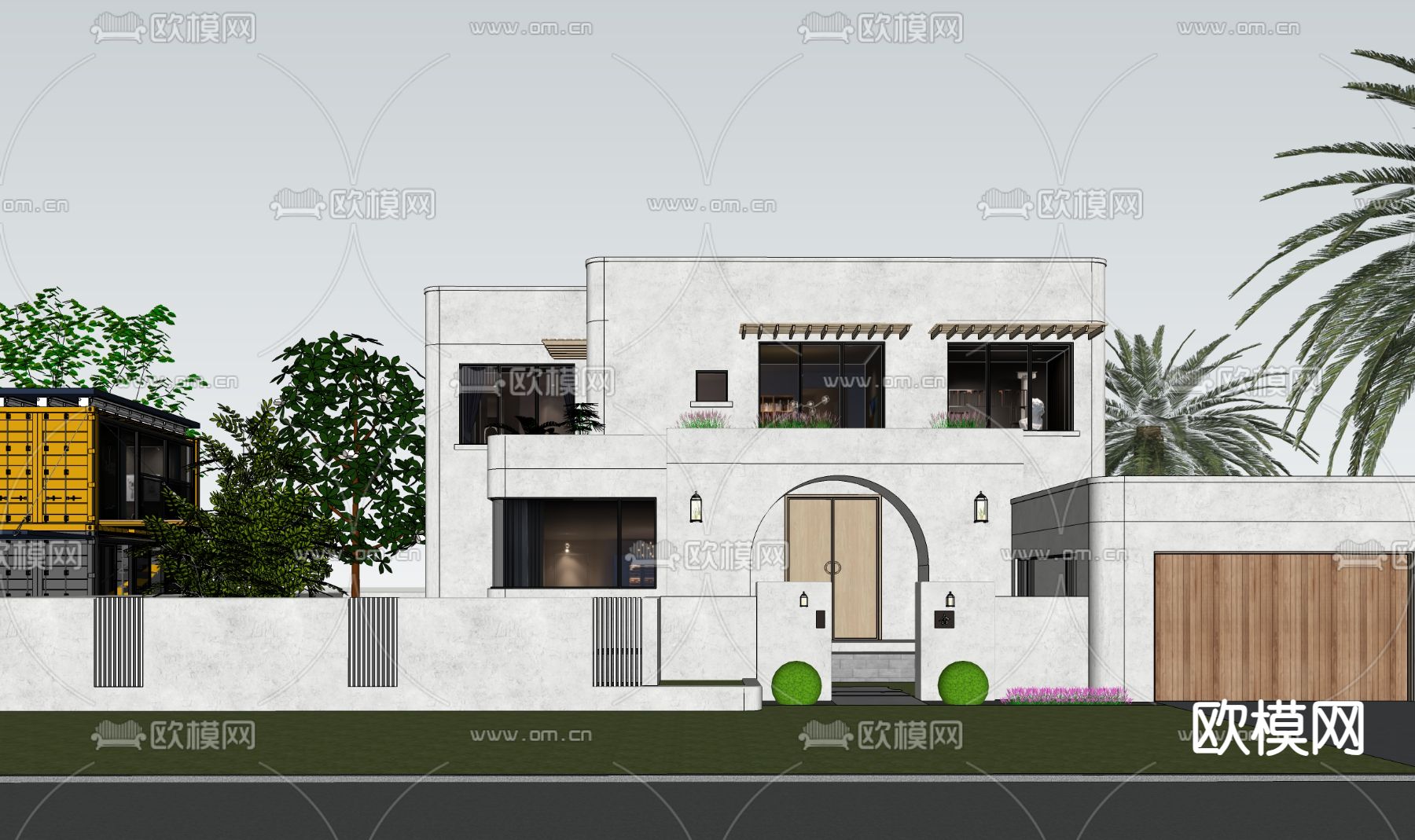 现代民宿建筑su模型下载（渲染图1）