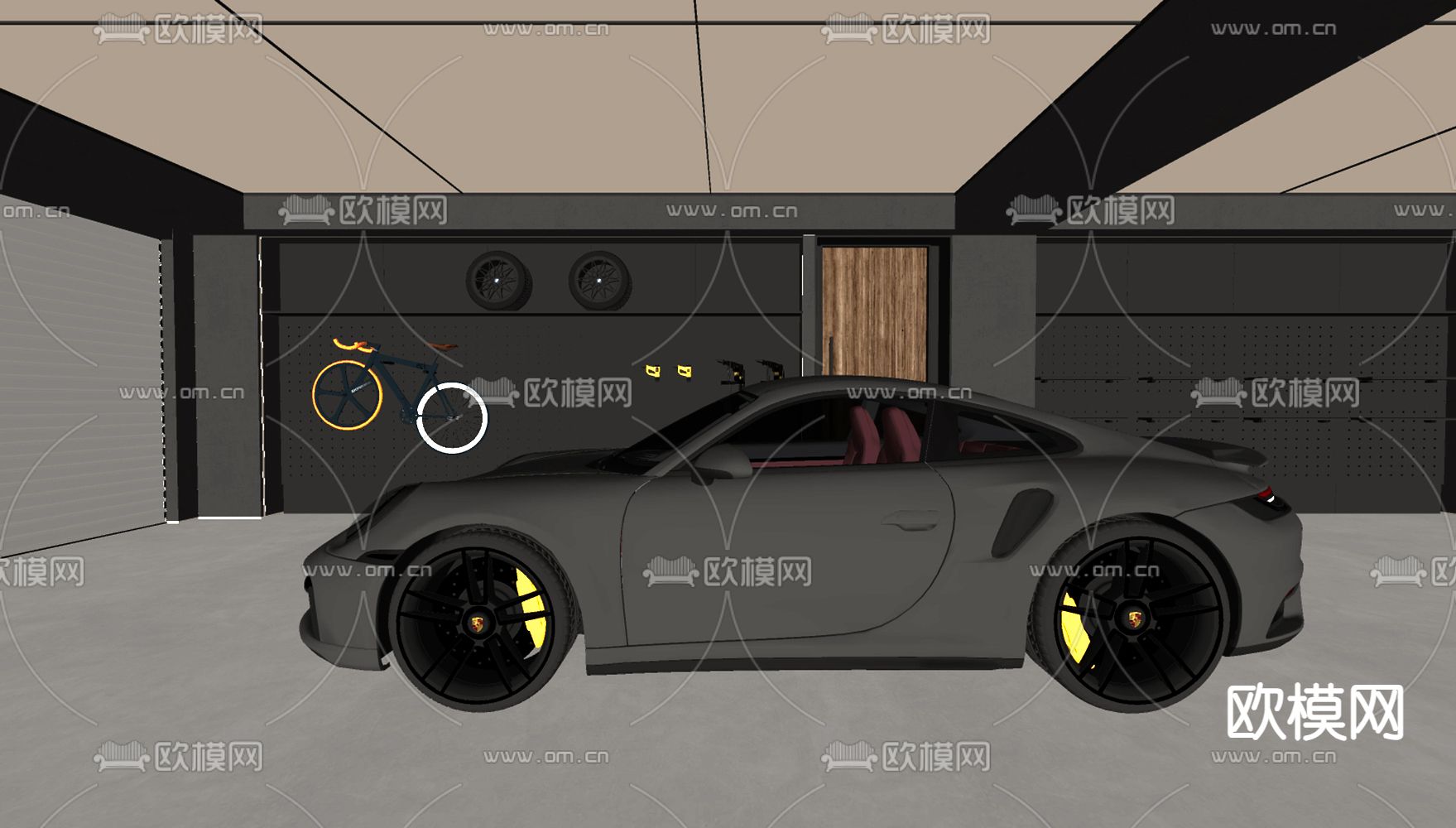 现代室内停车场su模型下载（渲染图1）