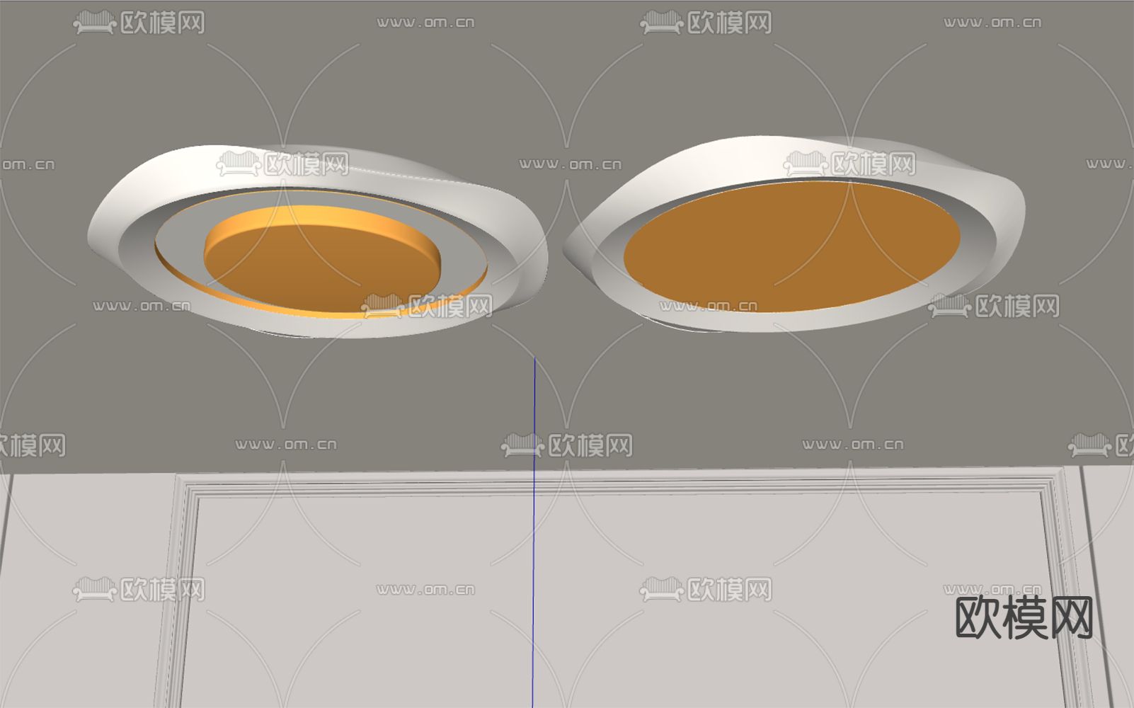 奶油风吸顶灯su模型下载（渲染图1）