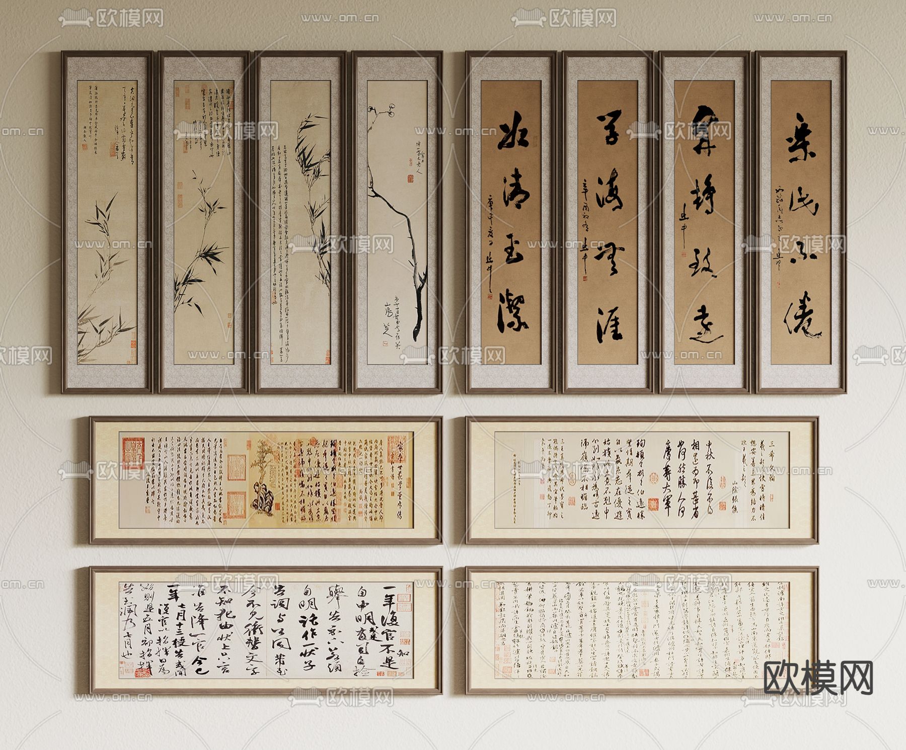 新中式装饰画su模型下载（渲染图2）