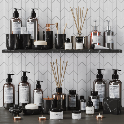  现代洗漱用品 洗发水 香薰su模型 