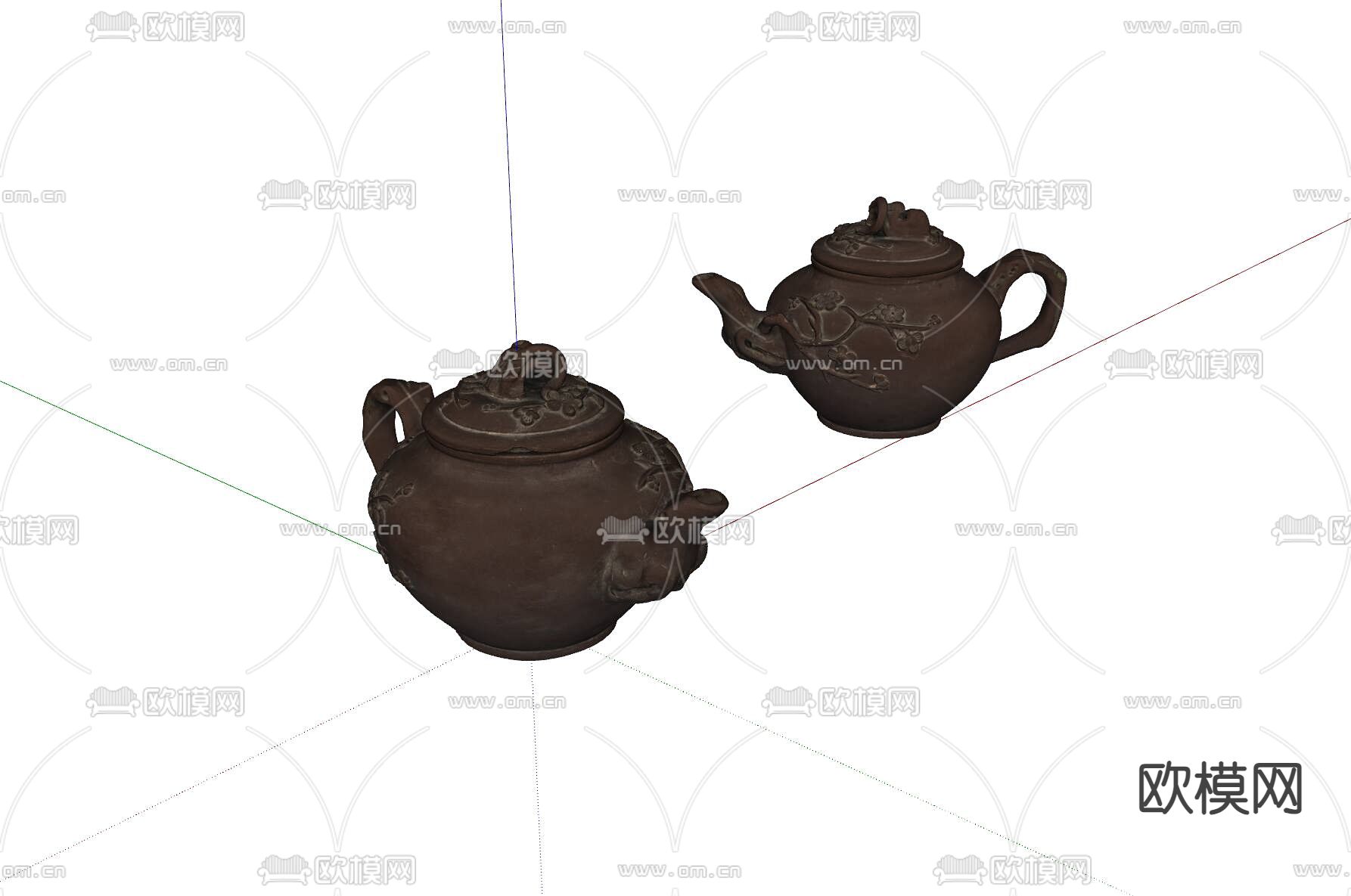 新中式瓷器 茶壶su模型下载（渲染图1）