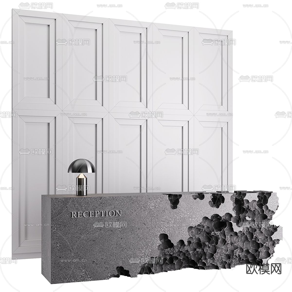 高级灰前台 接待台 服务台 咨询台3d模型下载