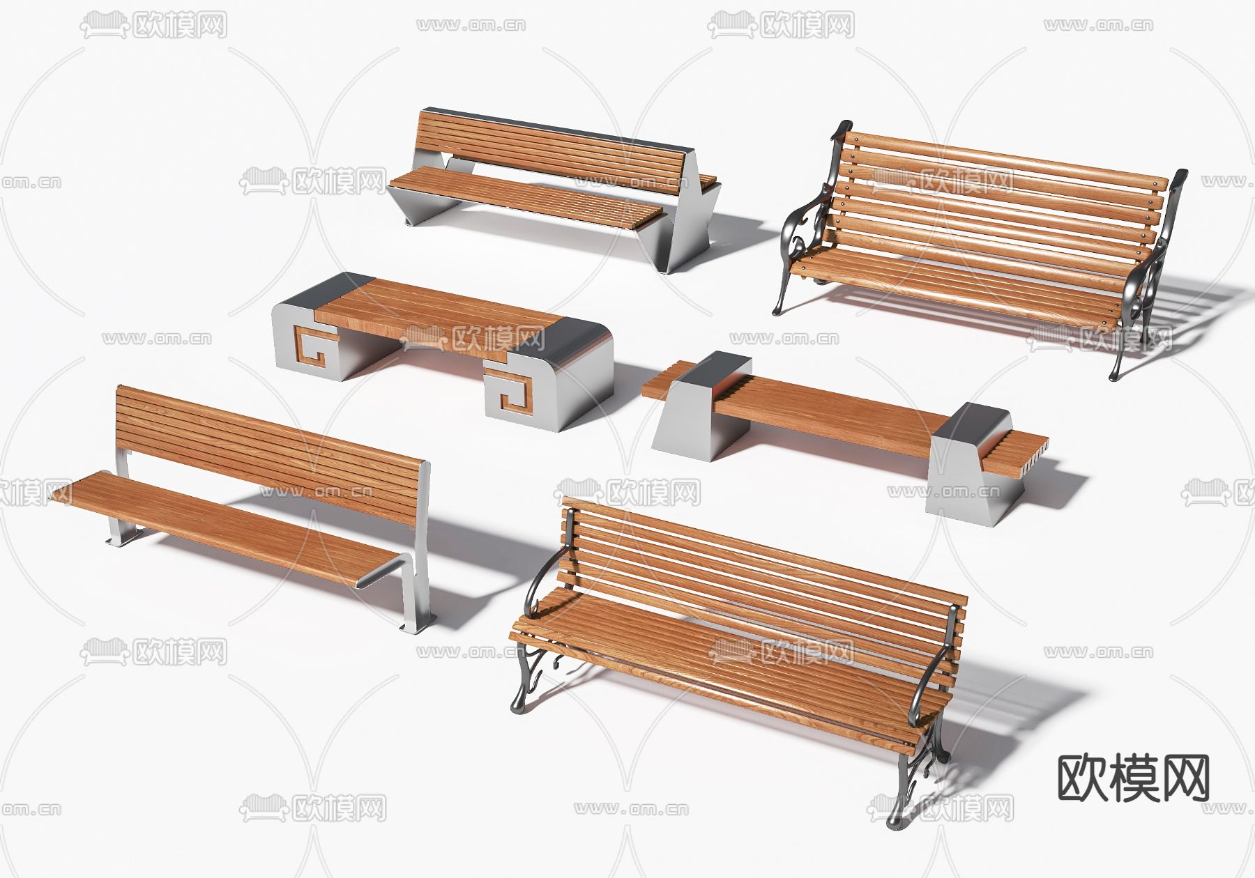 户外坐凳 原木长凳 景观椅su模型下载（渲染图2）