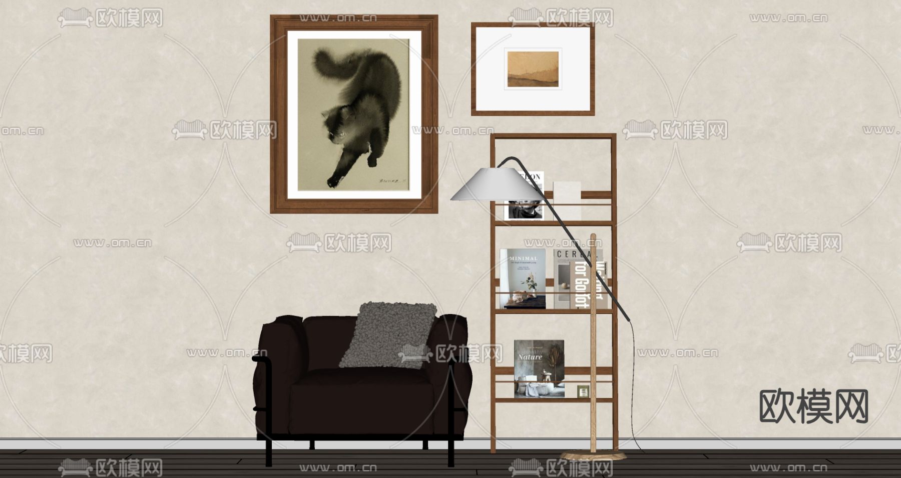 现代单人沙发su模型下载（渲染图1）