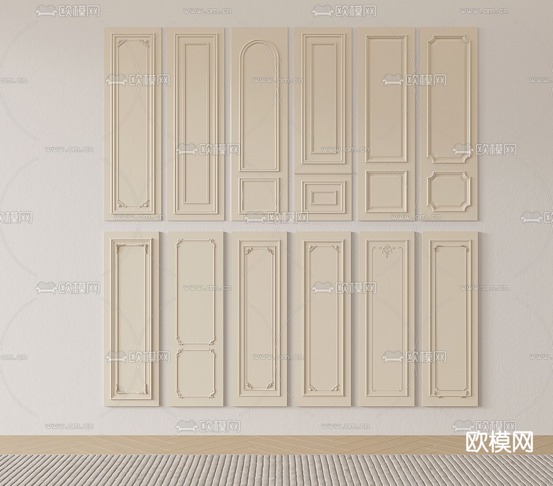 欧式护墙板su模型下载（渲染图2）