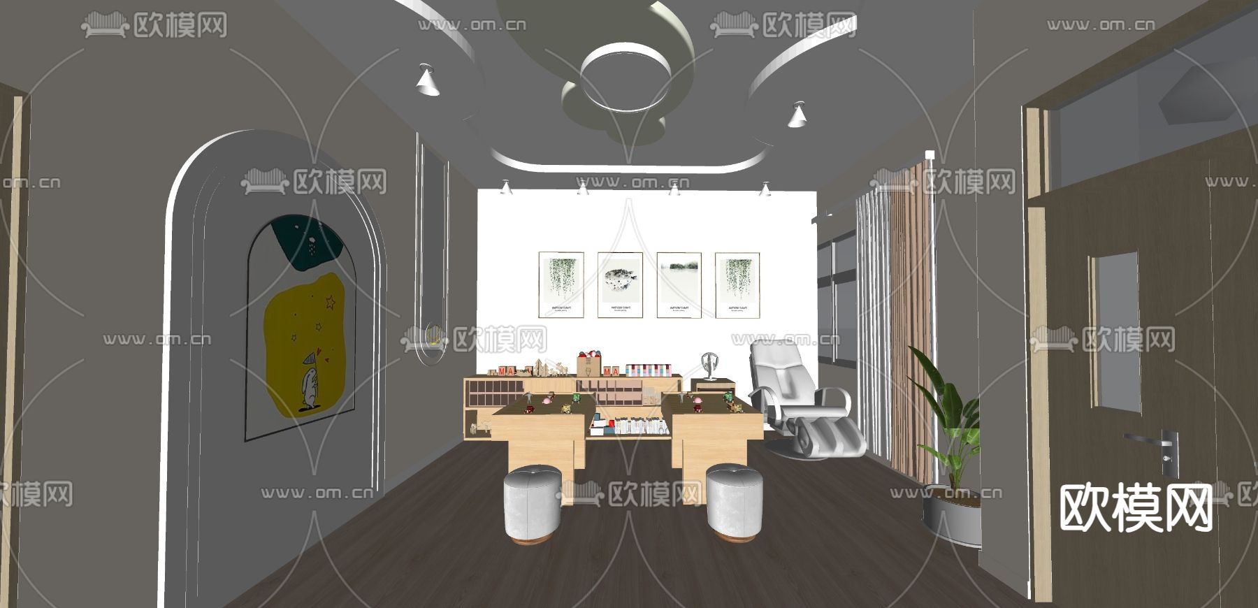 学校 心理咨询室su模型下载（渲染图1）