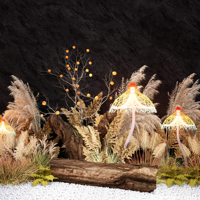  植物堆 景观造景小品su模型 