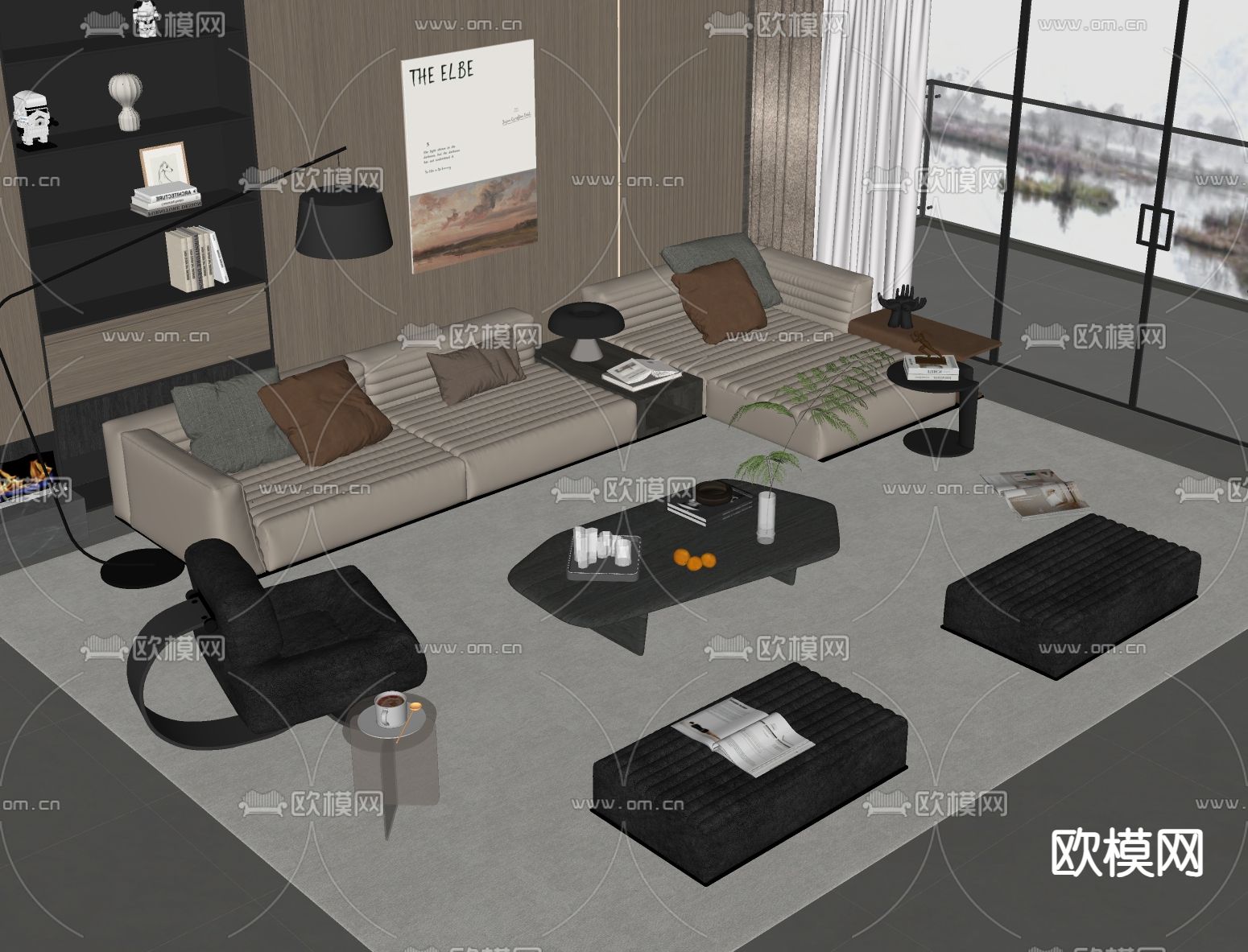 Minotti 组合沙发su模型下载（渲染图1）