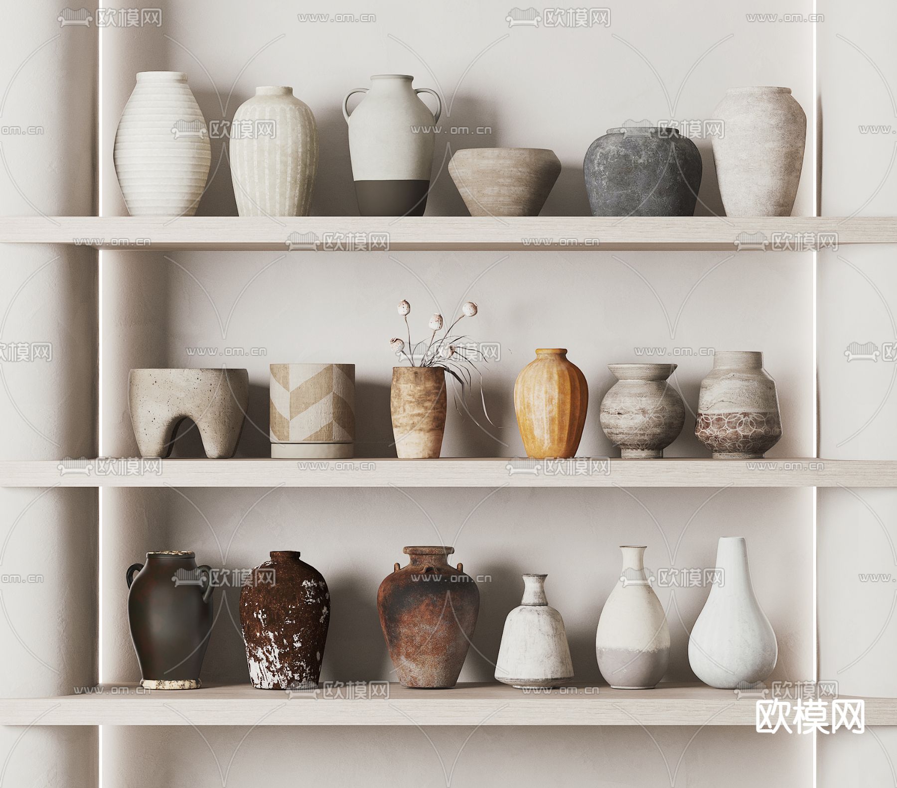 陶瓷器皿 陶罐 土罐 瓦罐3d模型下载