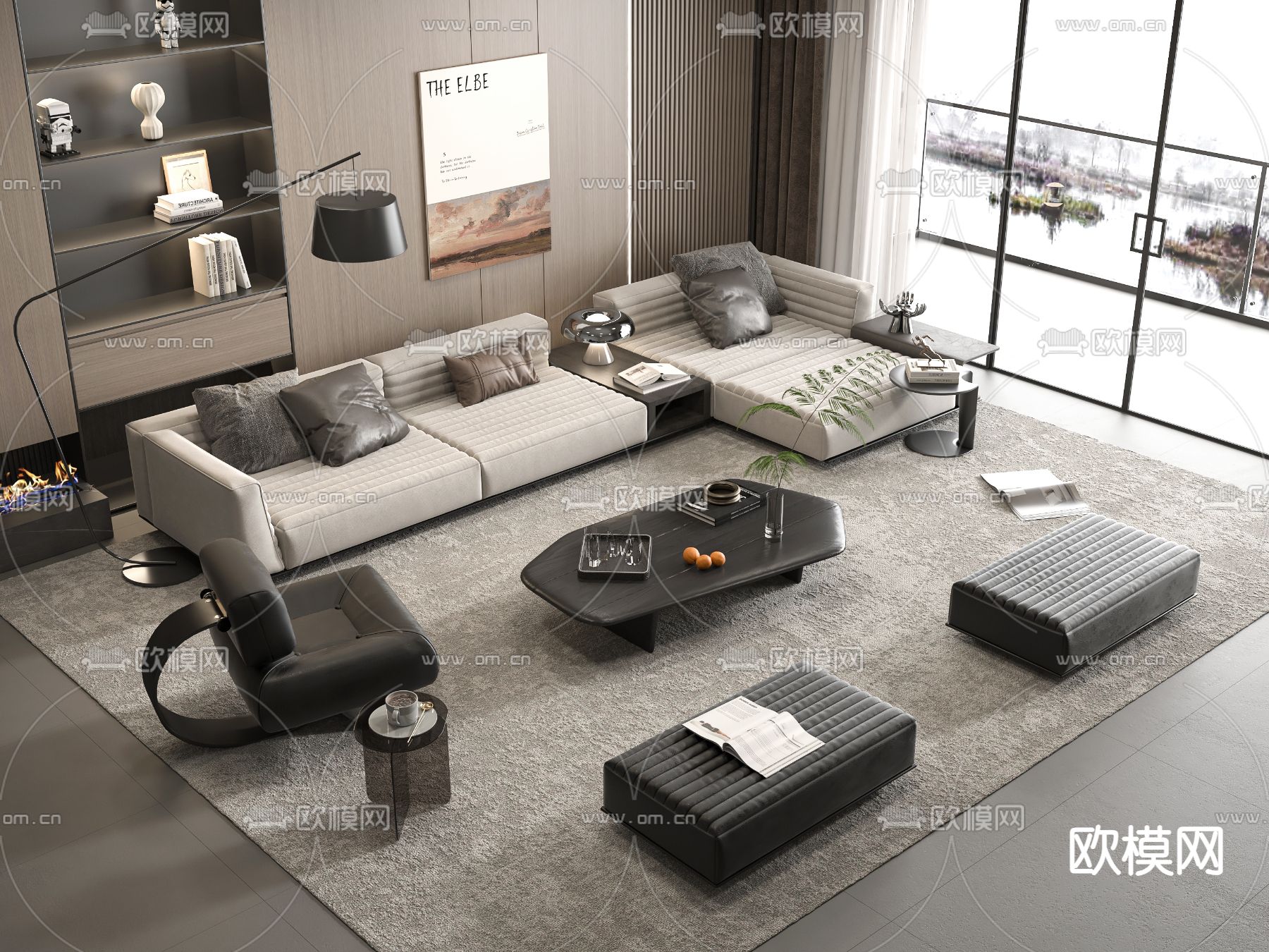 Minotti 组合沙发su模型下载（渲染图2）
