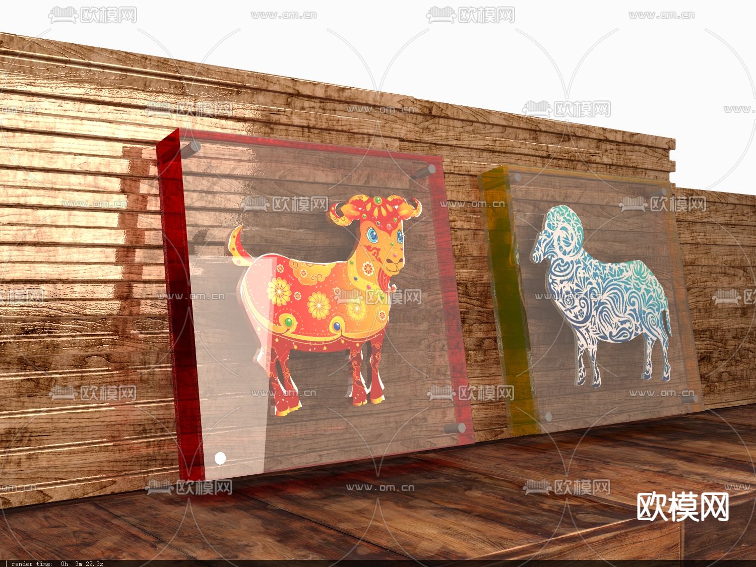 亚克力立体画   羊元素 剪纸画3d模型下载（渲染图1）