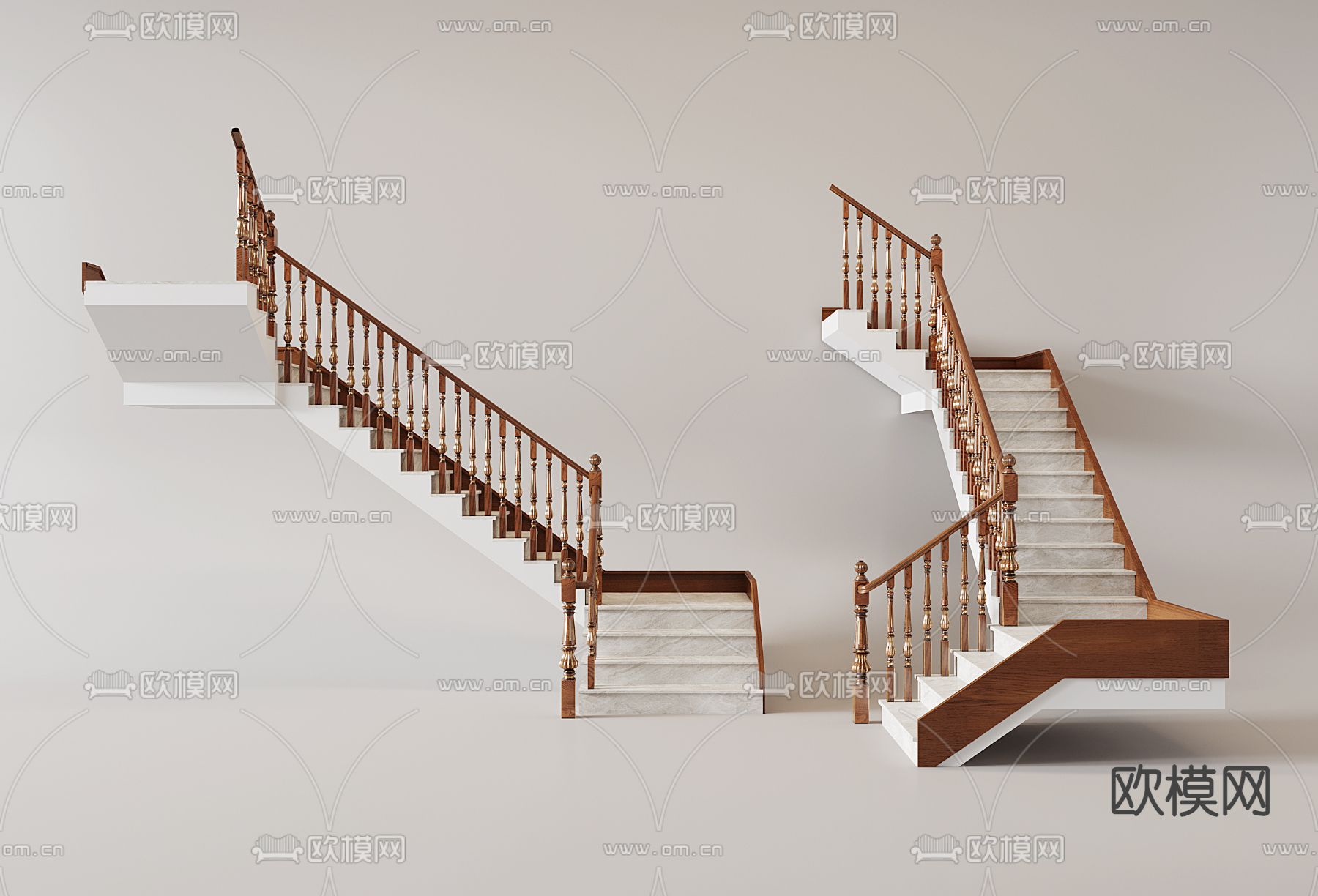 美式楼梯su模型