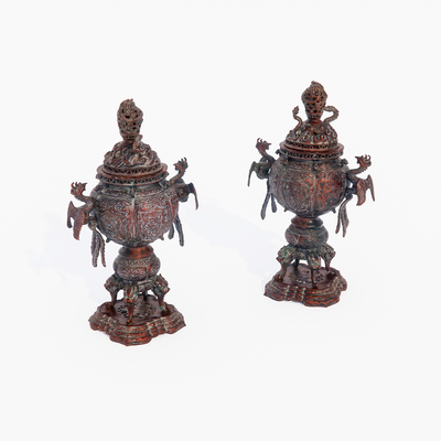  老旧铜香炉 老物件su模型 