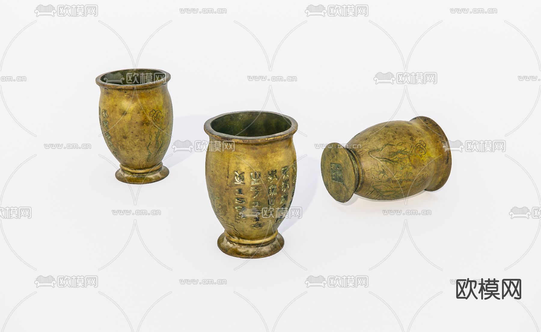 老旧捣药罐 老物件su模型下载（渲染图2）