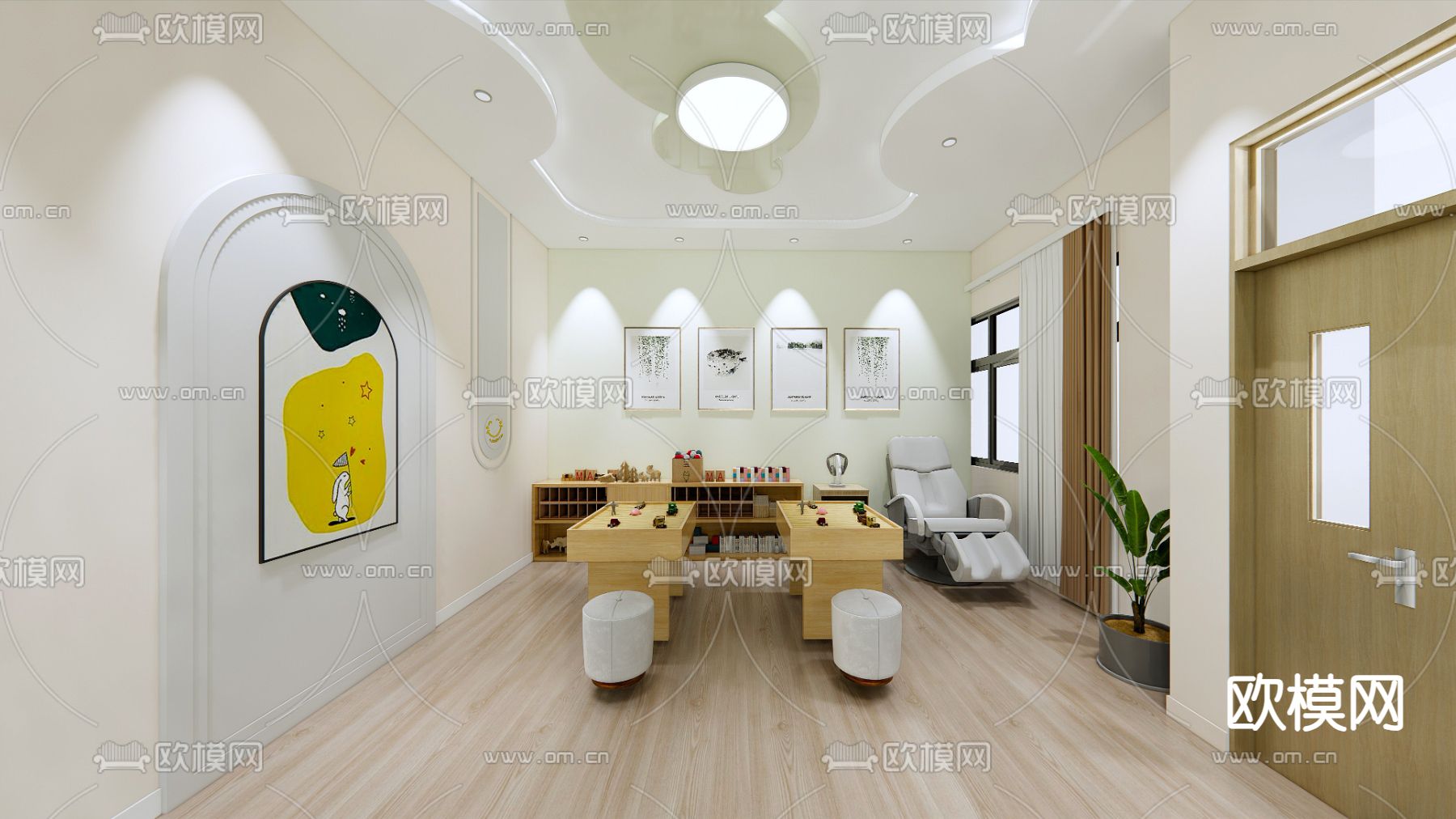 学校 心理咨询室su模型下载（渲染图2）