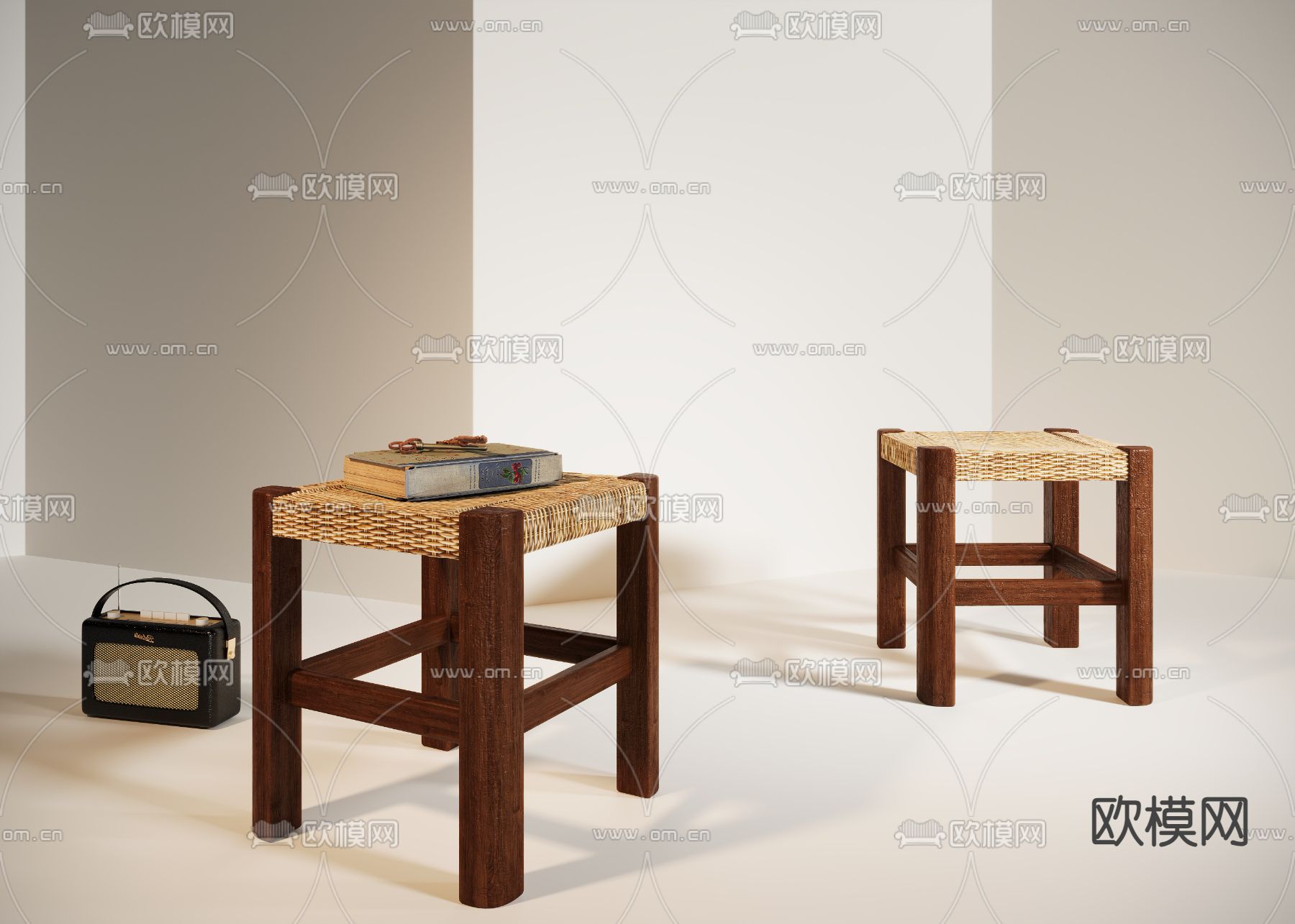 侘寂凳子su模型下载（渲染图2）