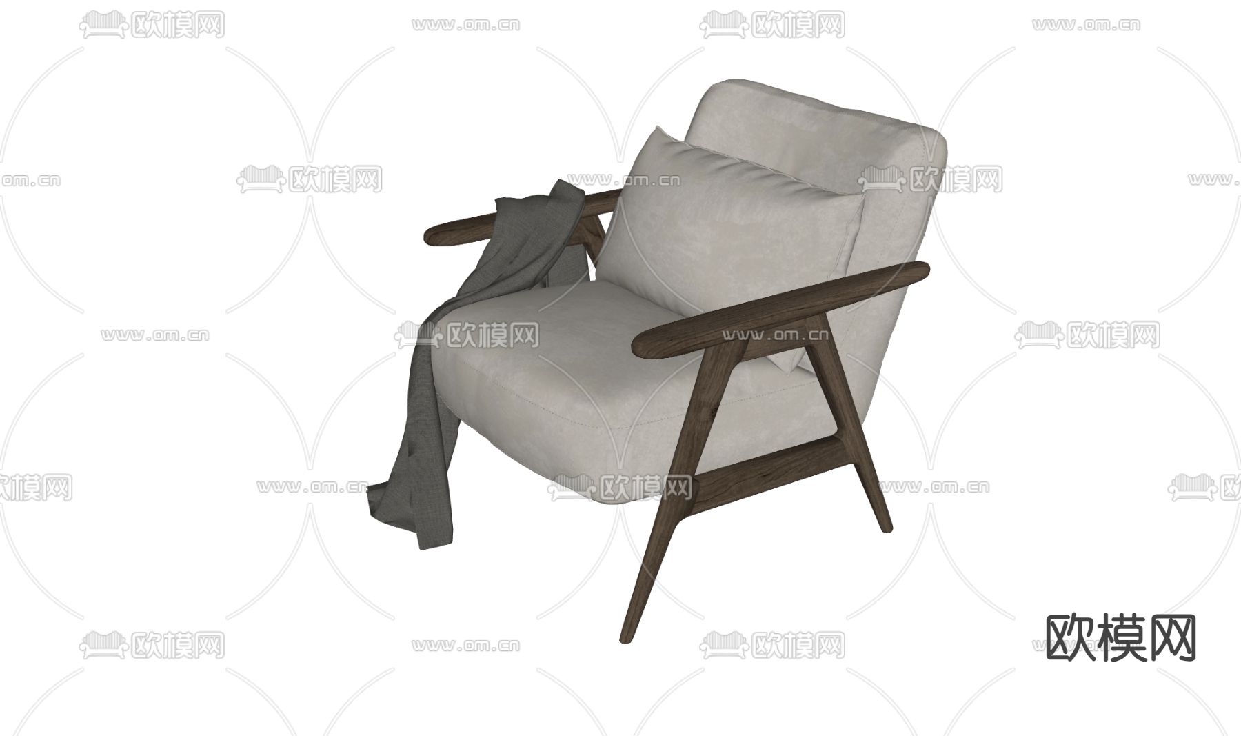 现代单人沙发su模型下载（渲染图1）