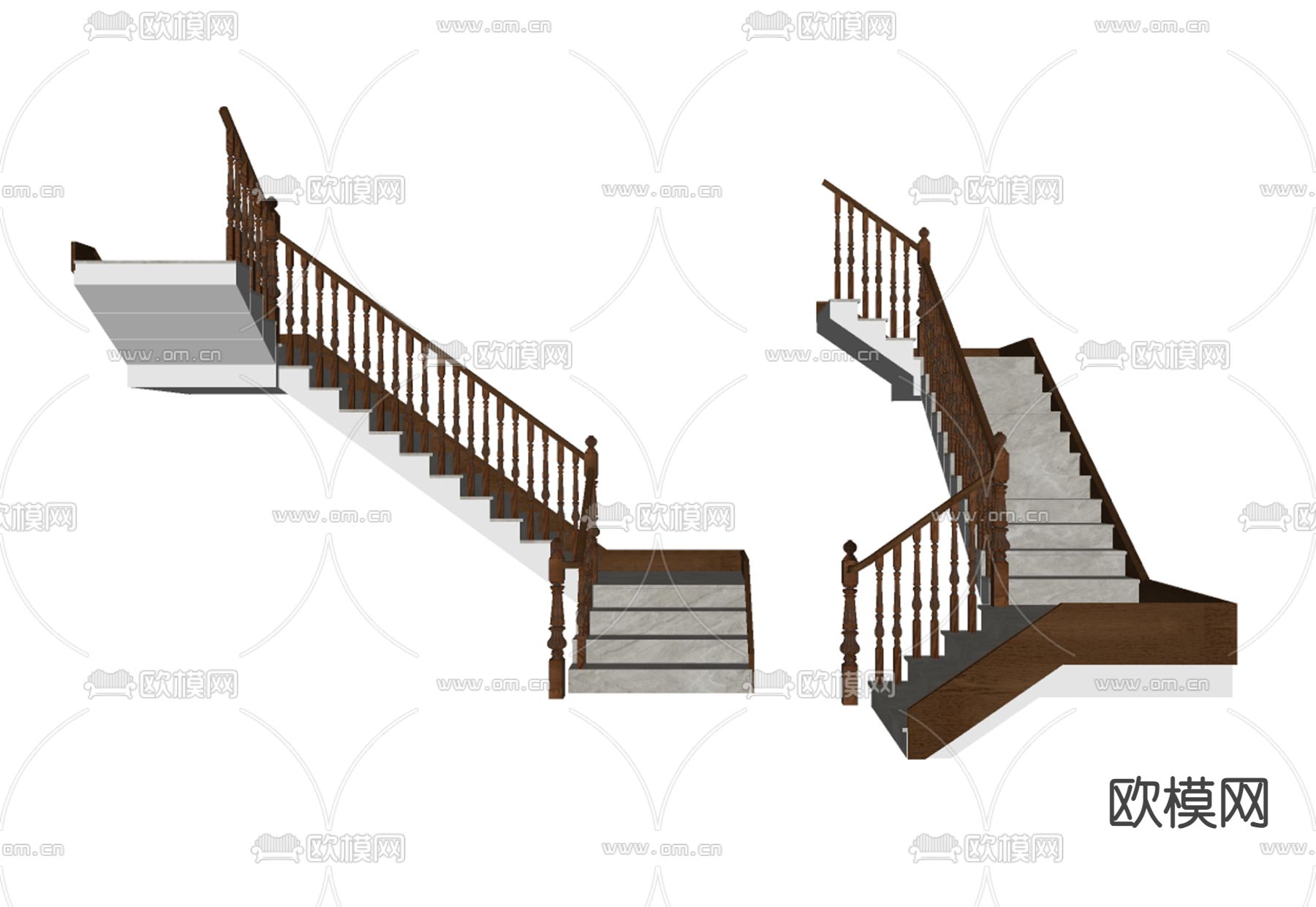 美式楼梯su模型