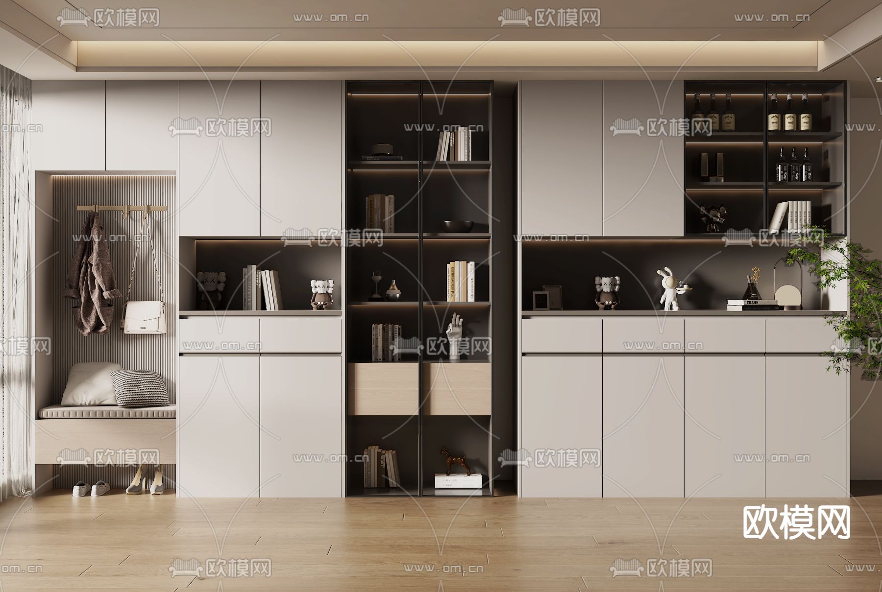 玄关鞋柜  鞋帽柜3d模型下载