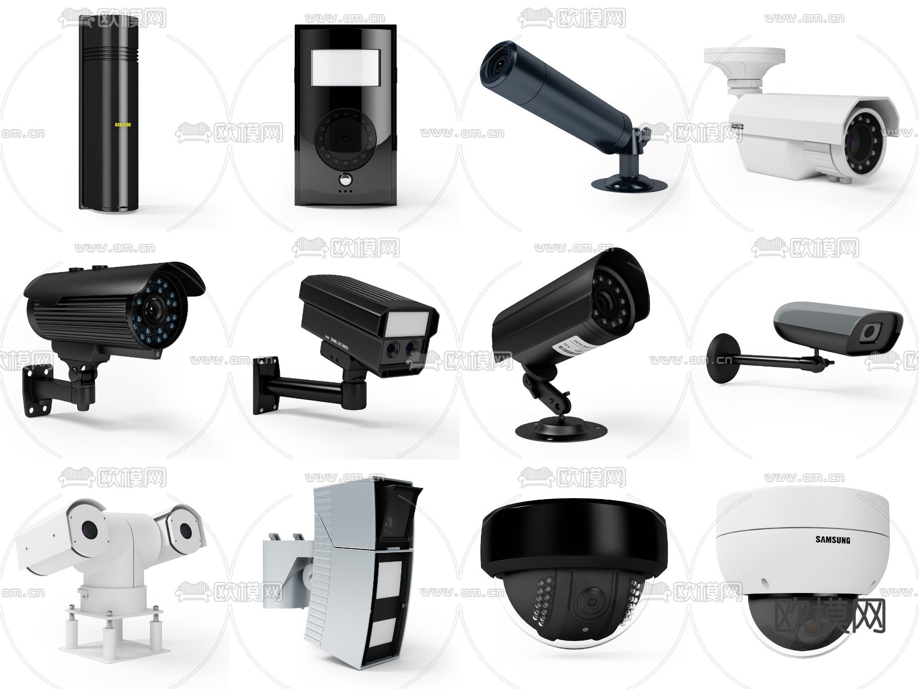 360度监控 摄像头 可视门铃3d模型下载