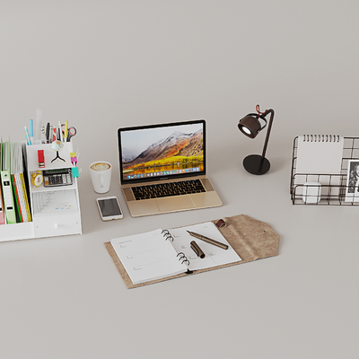  办公用品 文件夹 电脑 咖啡 笔记本su模型 