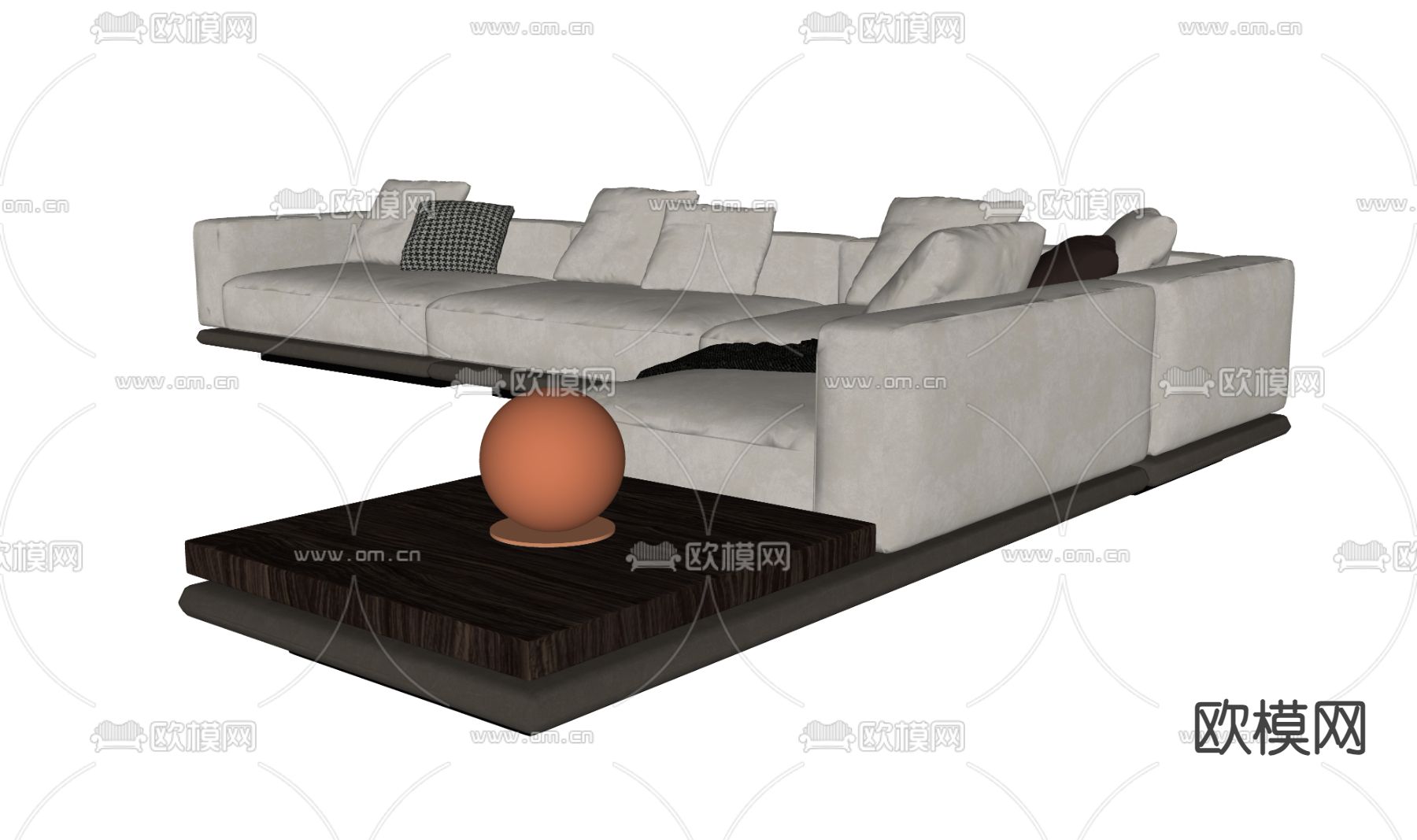 Minotti 多人沙发su模型下载（渲染图1）