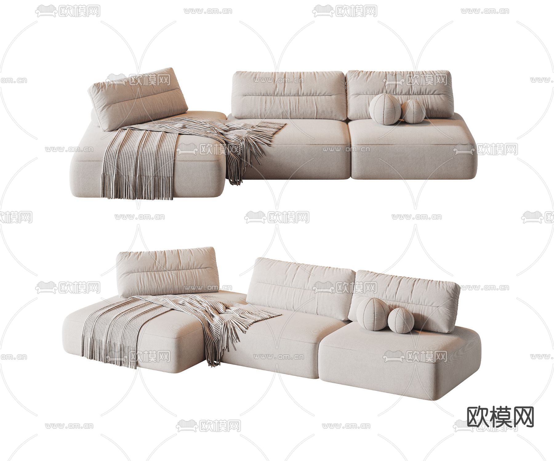 Minotti 多人沙发su模型下载（渲染图2）