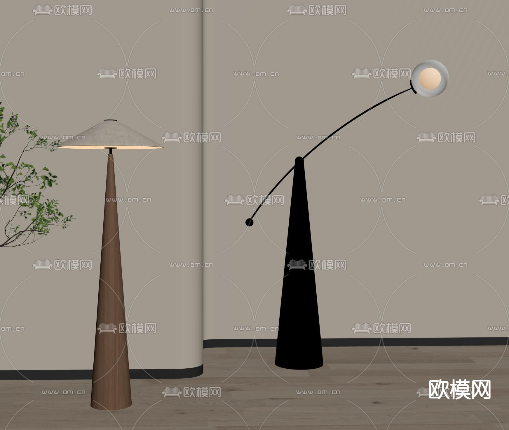 侘寂落地灯su模型下载（渲染图1）