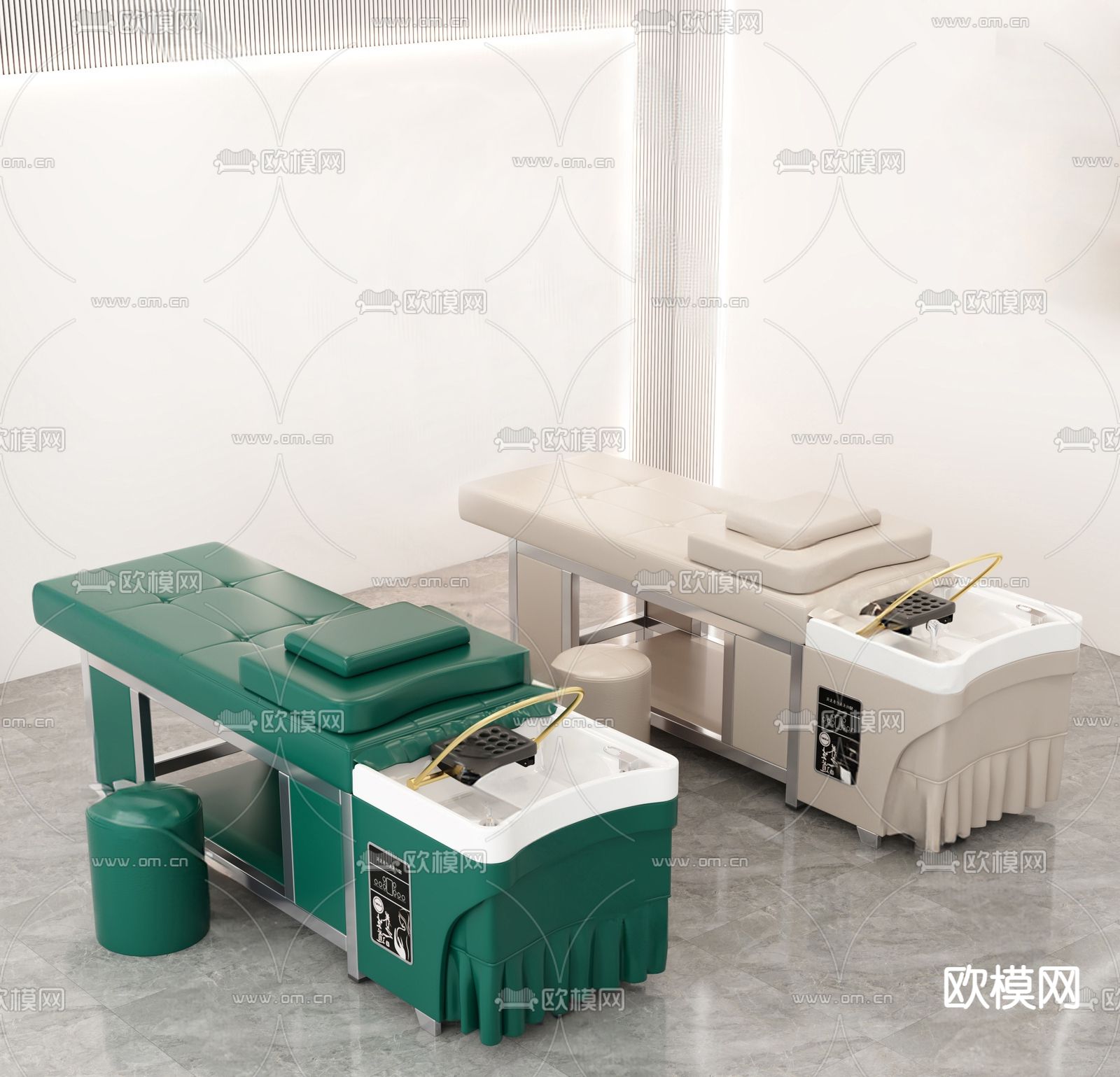 现代理发店洗头床su模型下载（渲染图2）