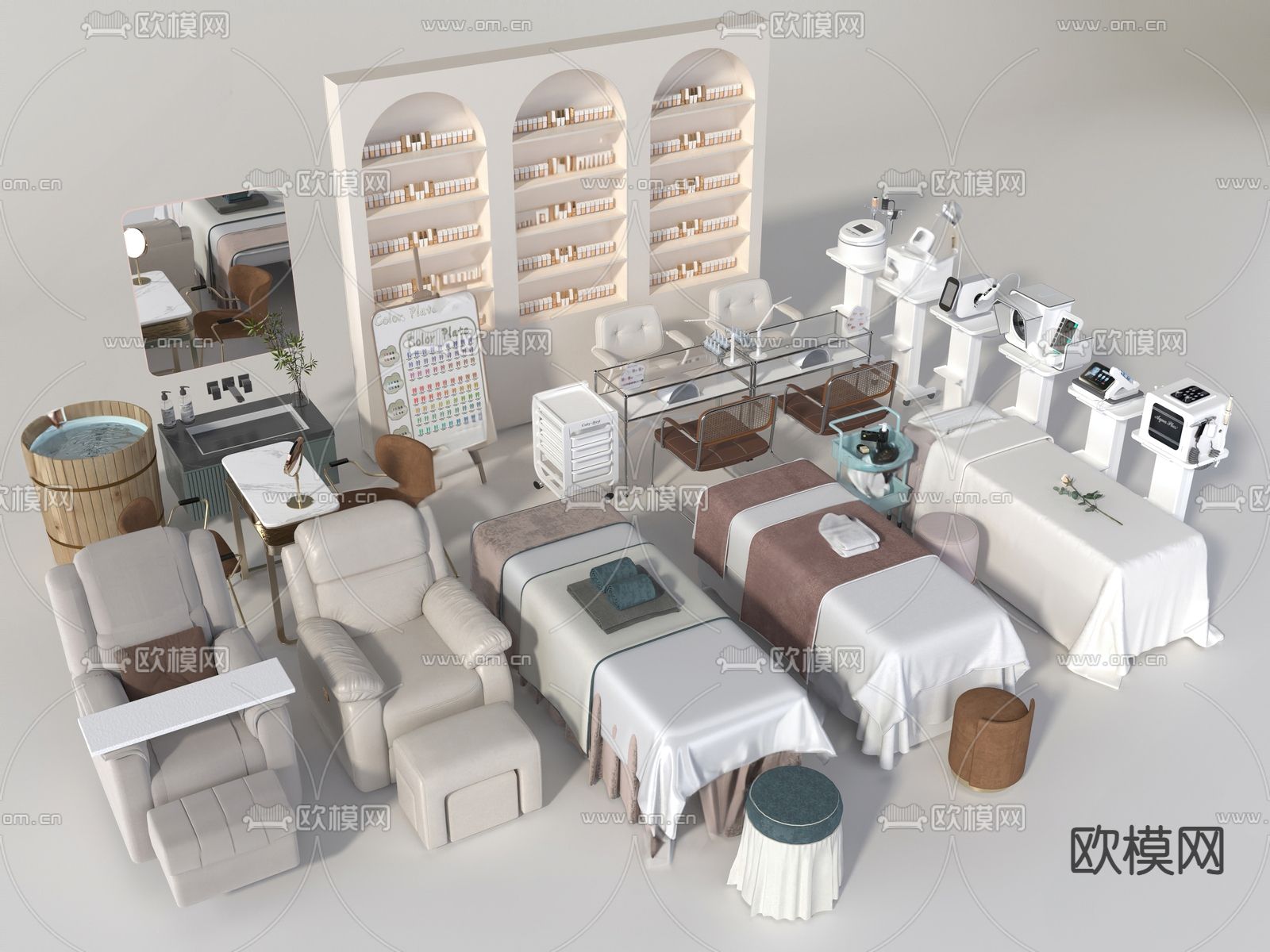 现代按摩床su模型下载（渲染图2）