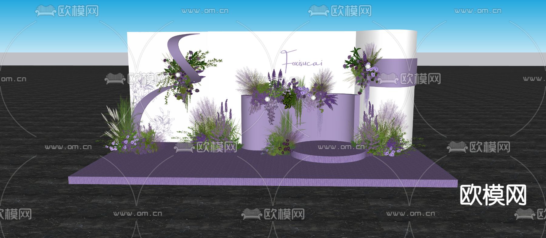 小众主舞台 婚礼场景su模型下载（渲染图1）